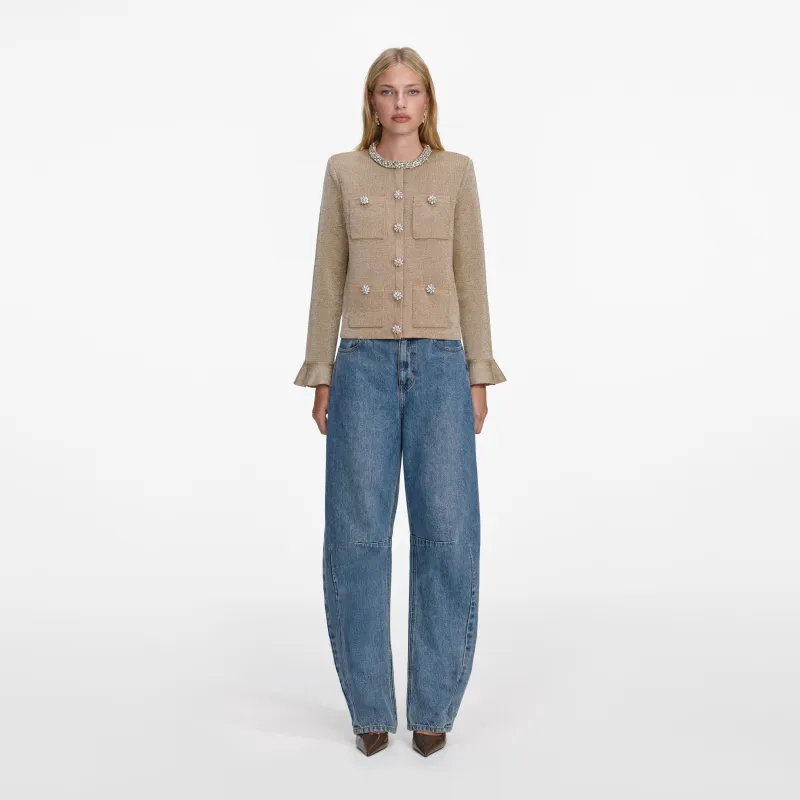 Gold Crystal Trim Cardigan made by Self-Portrait