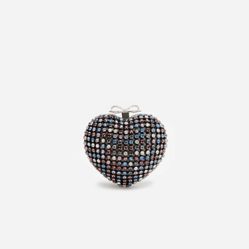 Multi Crystal Heart Clutch made by Self-Portrait
