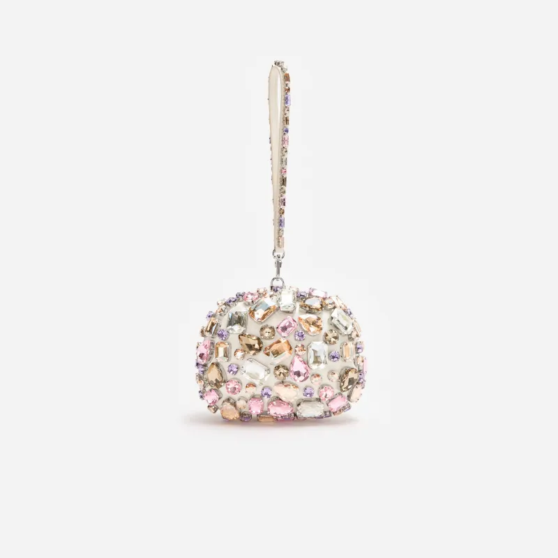 Multi Crystal Embellished Top Handle Clutch Bag made by Self-Portrait