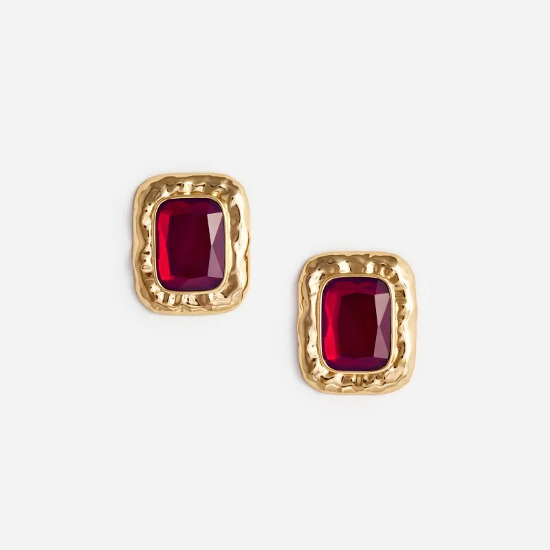 Mottled Gold Red Earrings made by Self-Portrait