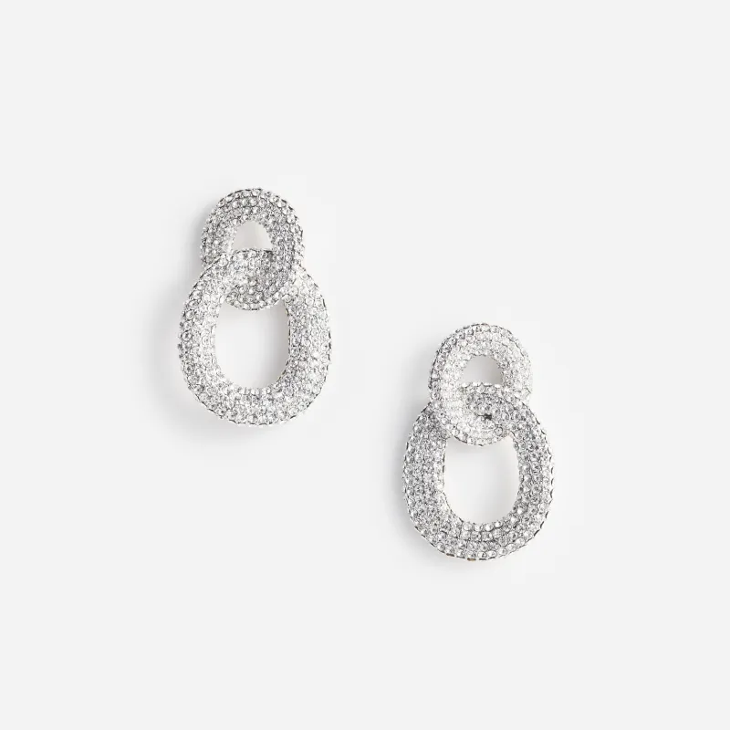 Silver Crystal Link Earrings made by Self-Portrait