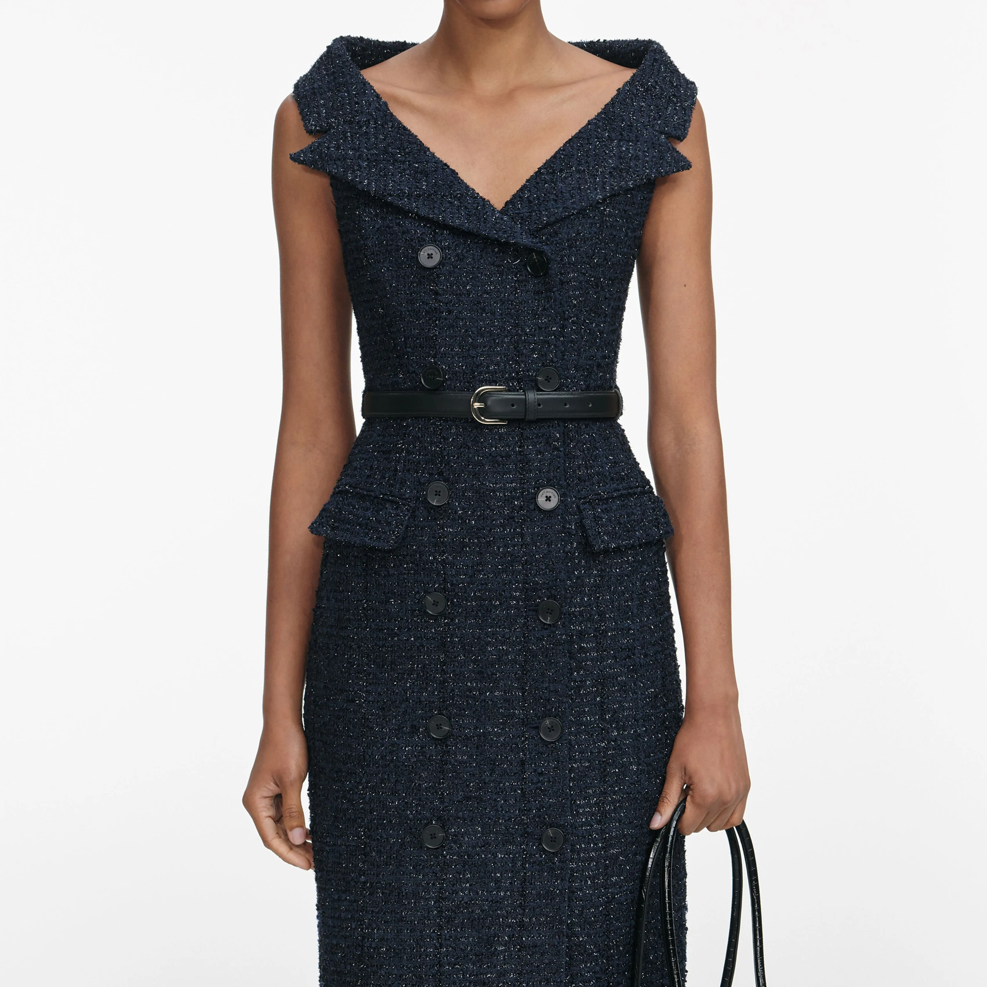 Navy Boucle Midi Dress sold by Self-Portrait product image thumbnail 4