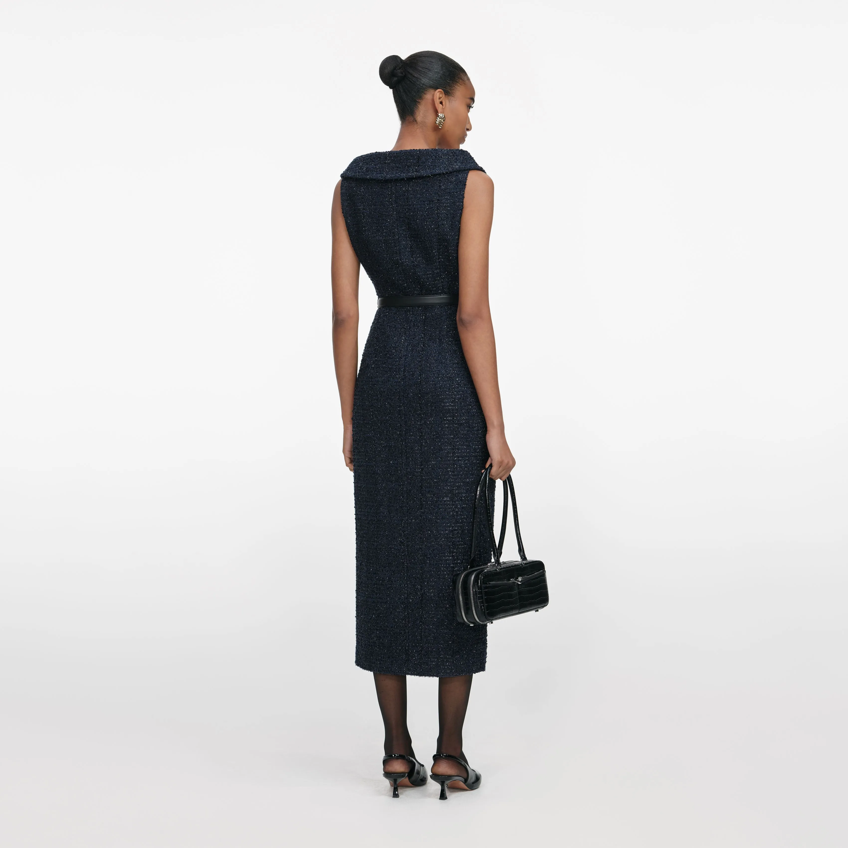 Navy Boucle Midi Dress sold by Self-Portrait product image thumbnail 3