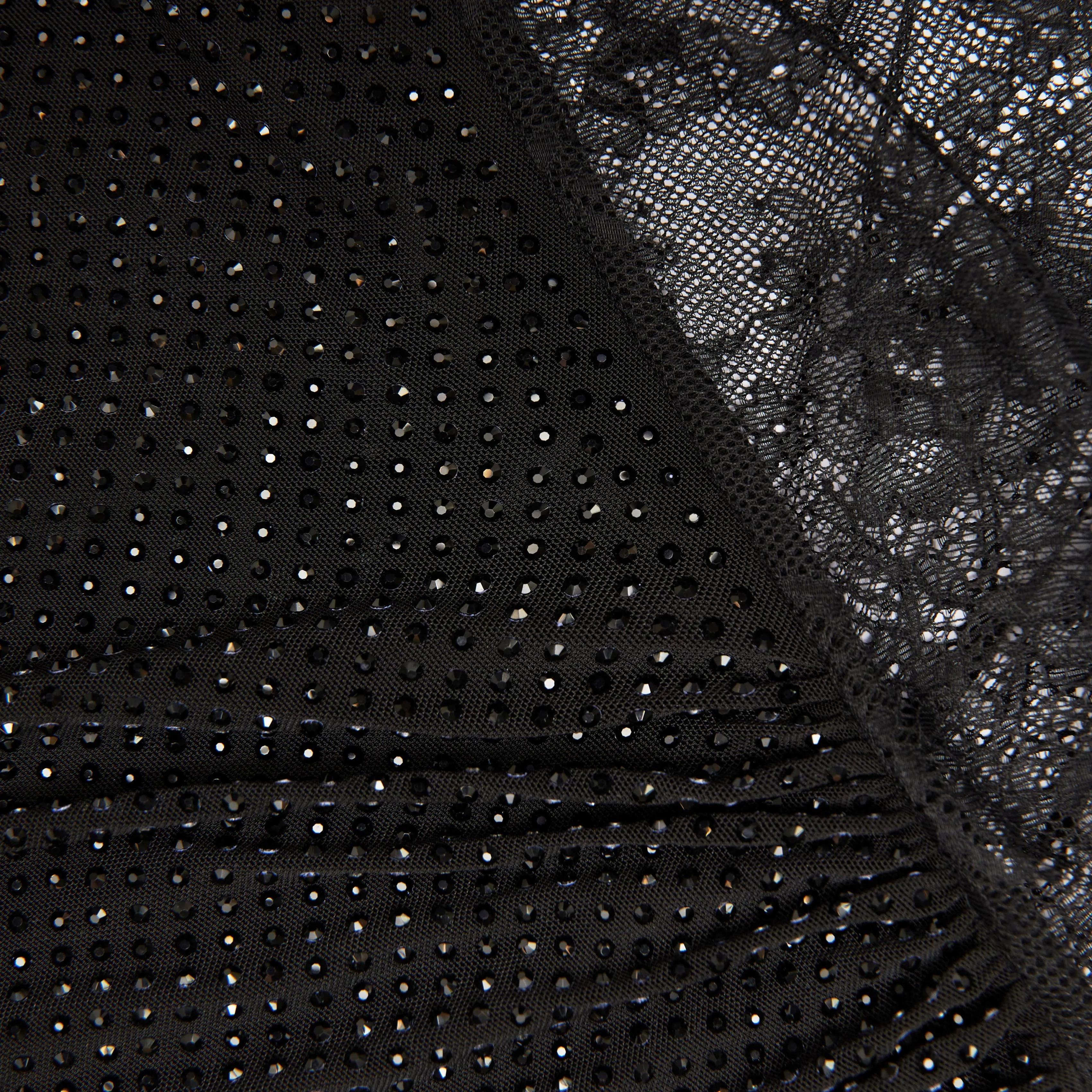 Black Rhinestone Mesh Cut Out Mini Dress sold by Self-Portrait product image thumbnail 5