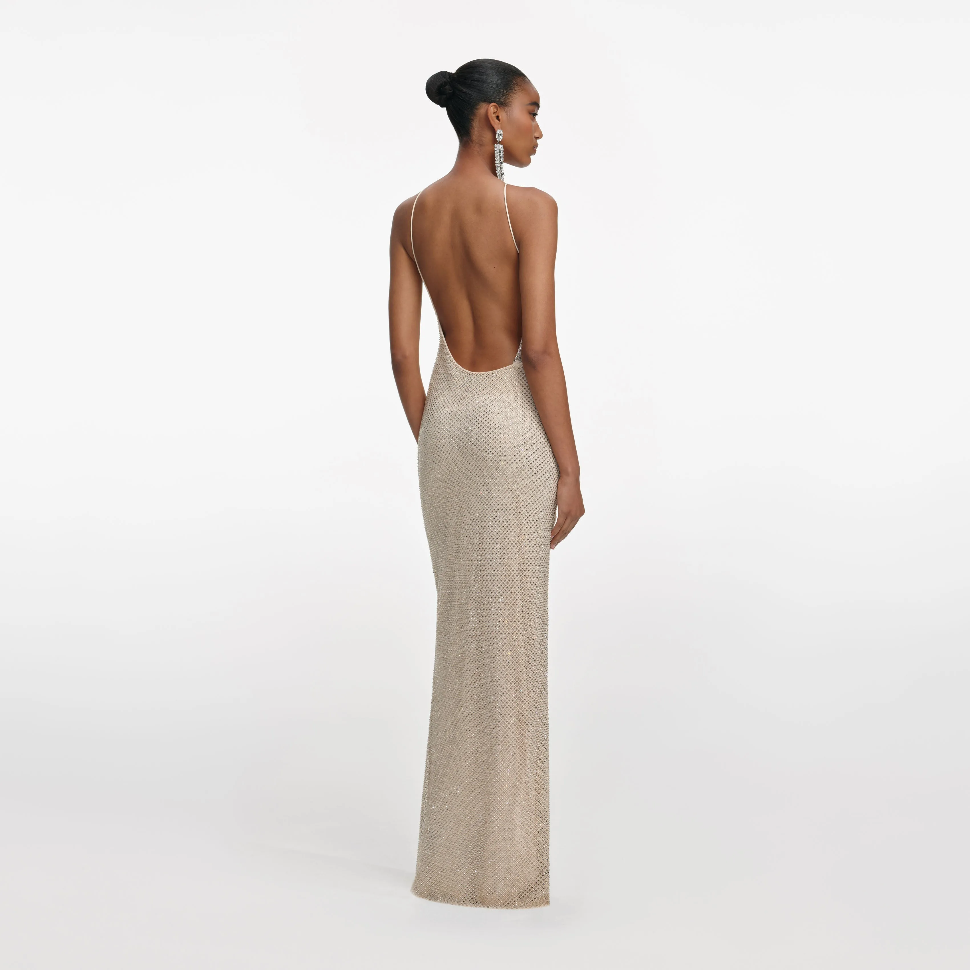 Champagne Rhinestone Lace Trim Maxi Dress sold by Self-Portrait product image thumbnail 3