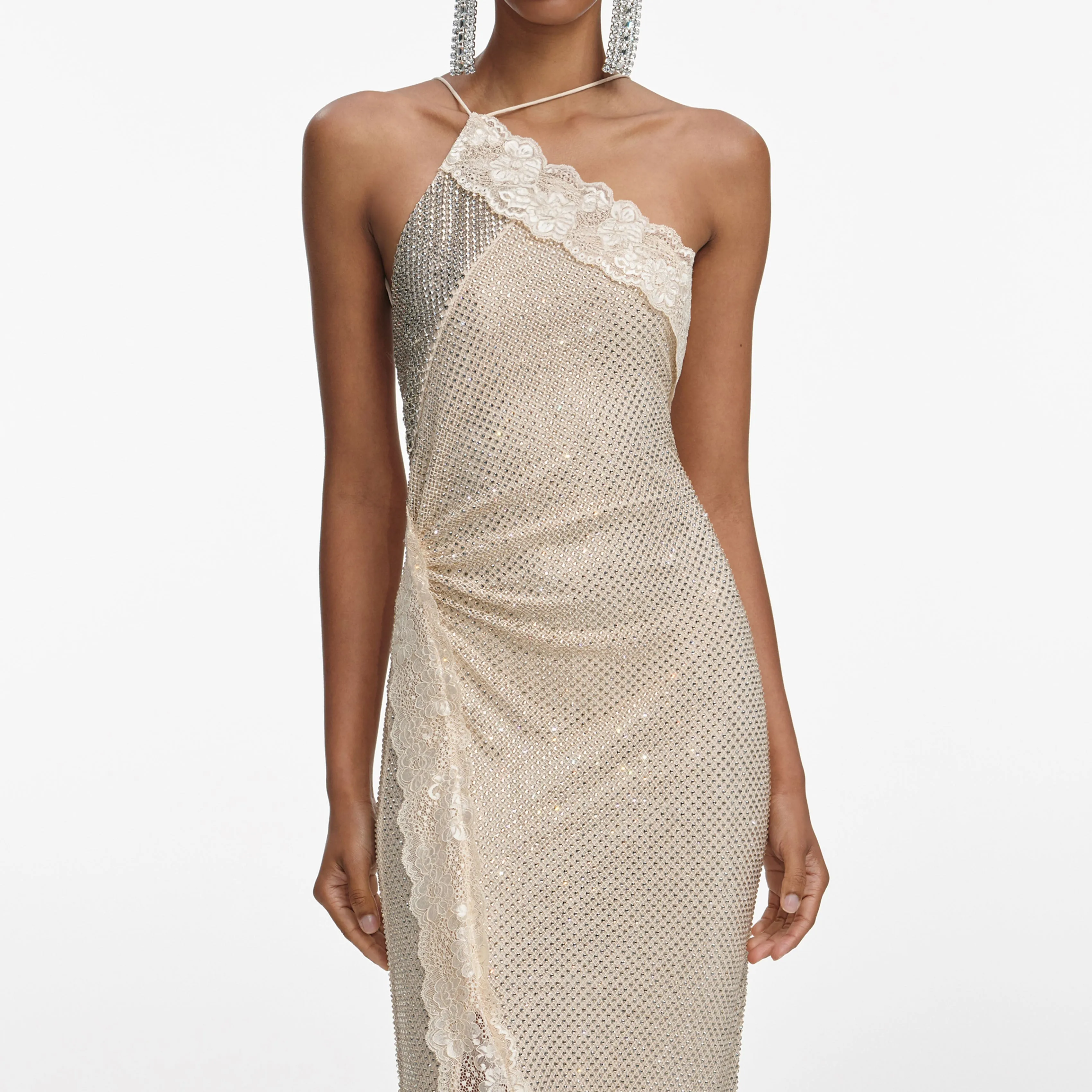 Champagne Rhinestone Lace Trim Maxi Dress sold by Self-Portrait product image thumbnail 4