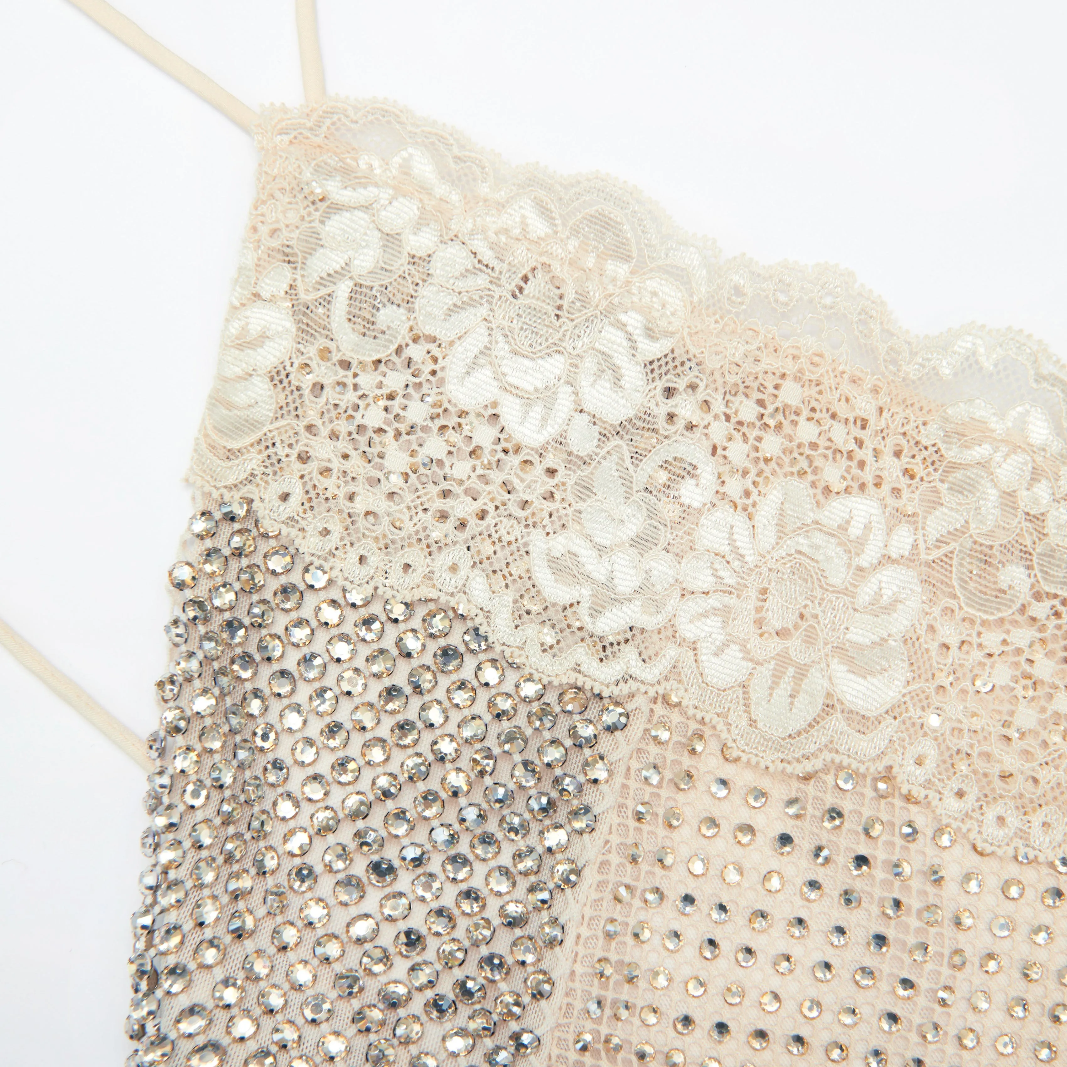 Champagne Rhinestone Lace Trim Maxi Dress sold by Self-Portrait product image thumbnail 5