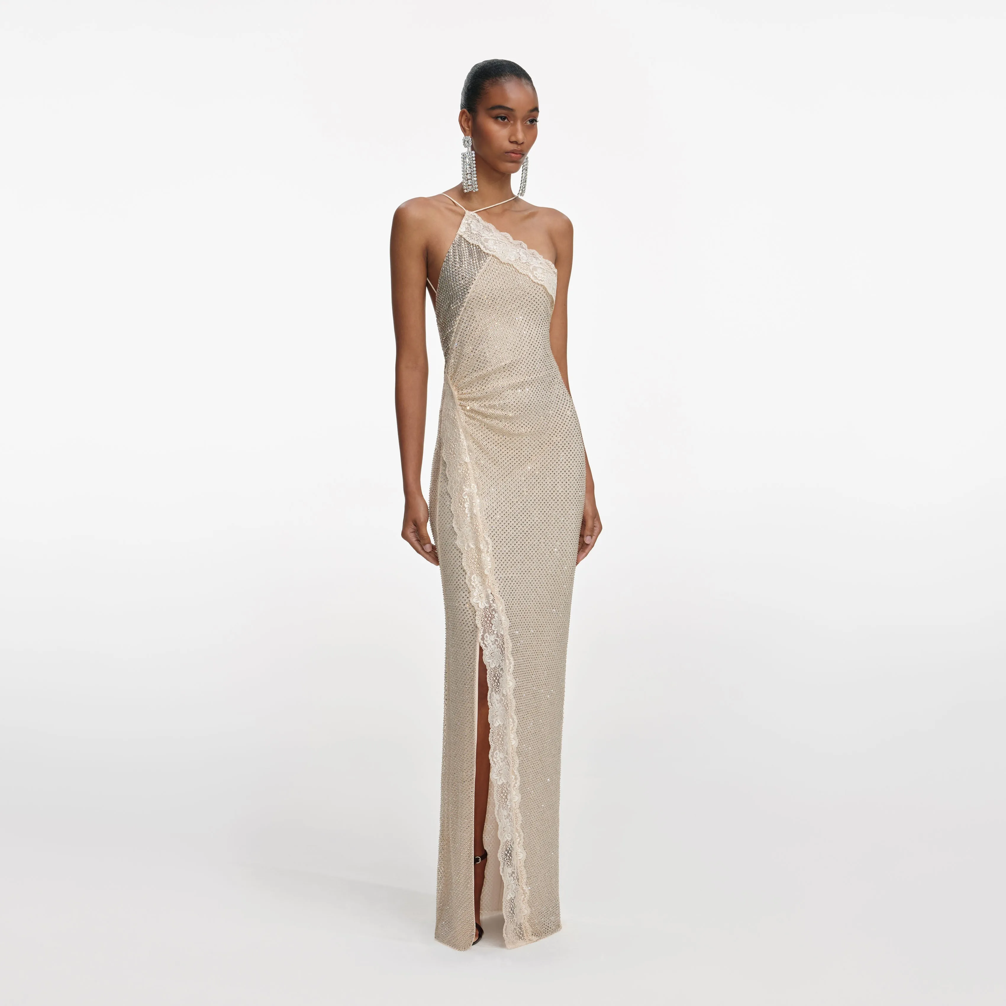 Champagne Rhinestone Lace Trim Maxi Dress sold by Self-Portrait product image thumbnail 2