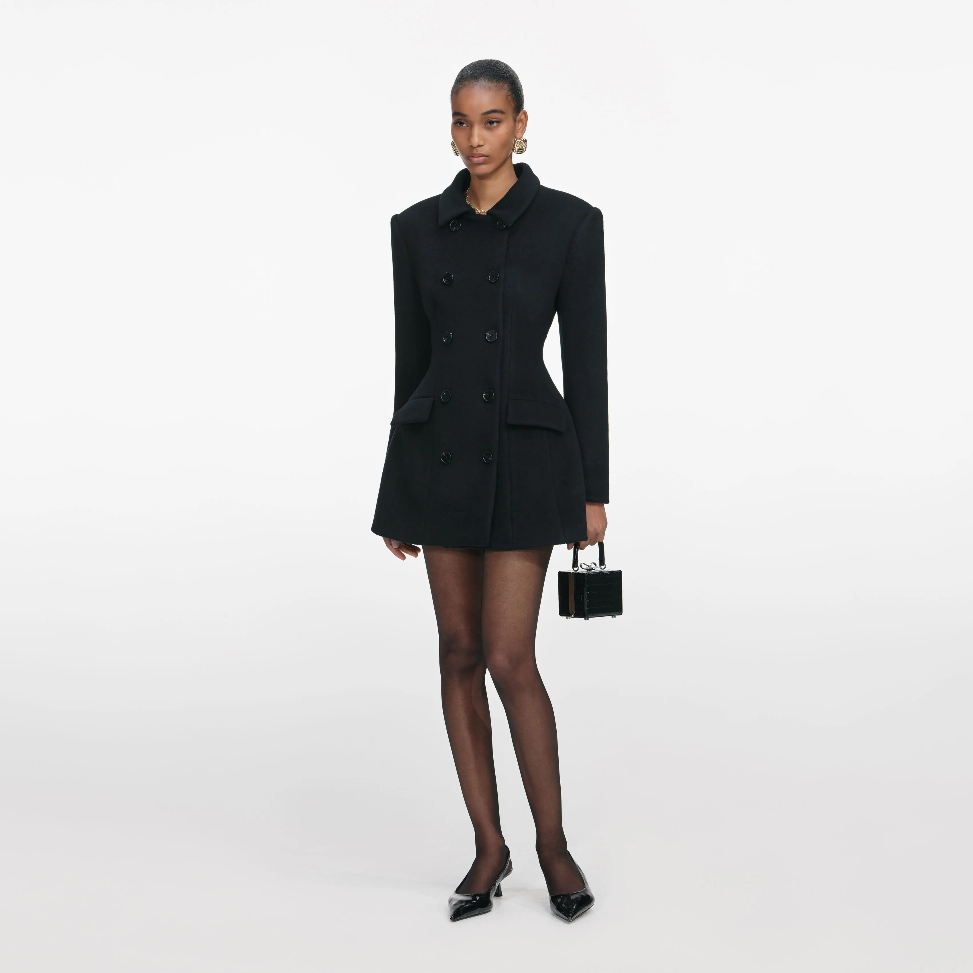 Black Wool Double Breasted Jacket sold by Self-Portrait product image thumbnail 2