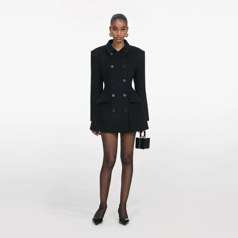 Black Wool Double Breasted Jacket made by Self-Portrait