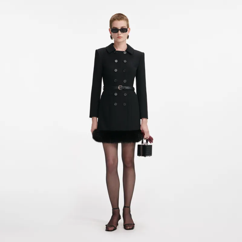 Black Wool Double Breasted Mini Dress made by Self-Portrait
