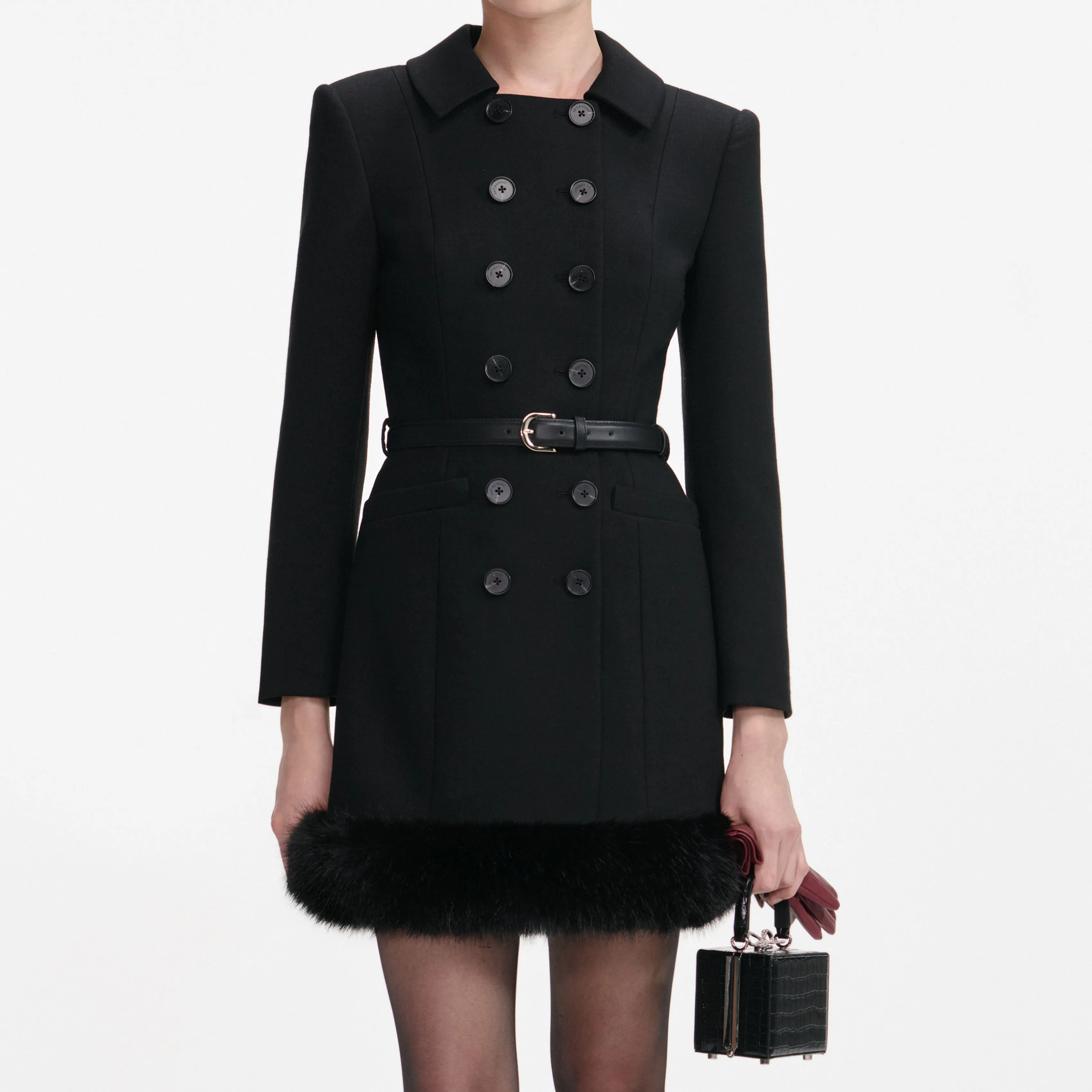 Black Wool Double Breasted Mini Dress sold by Self-Portrait product image thumbnail 4