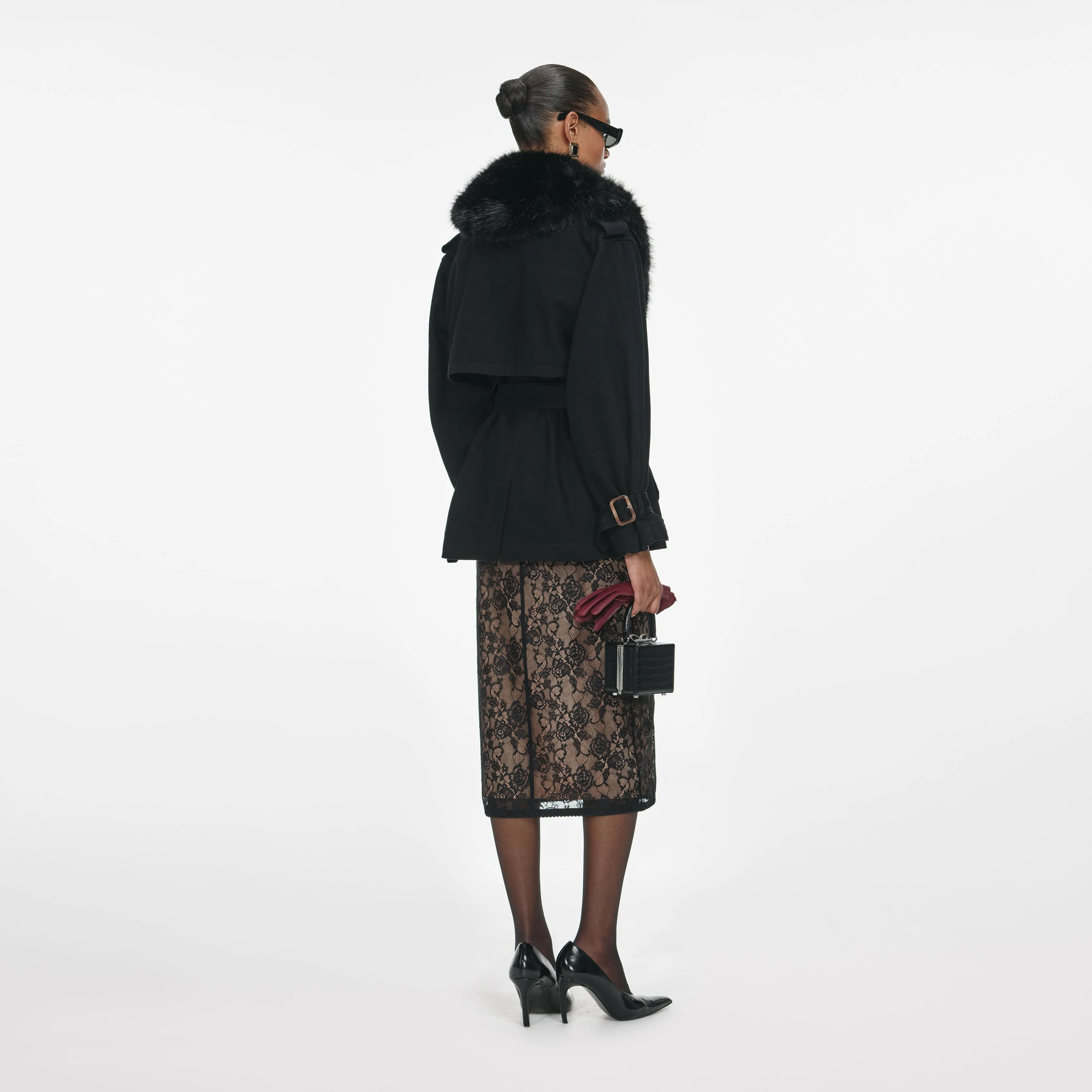 Black Denim Fur Collar Jacket sold by Self-Portrait product image thumbnail 3