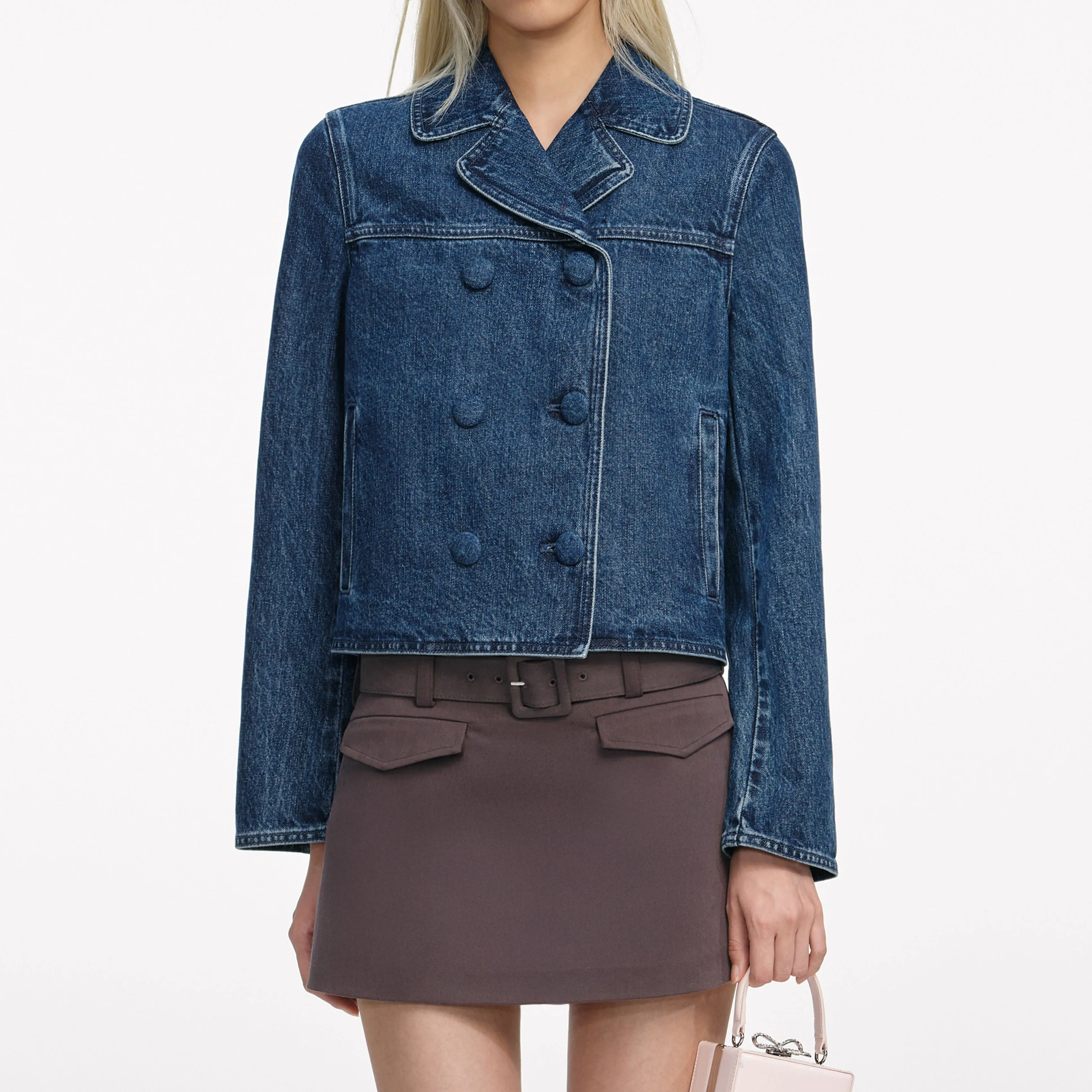 Double Breasted Denim Jacket sold by Self-Portrait product image thumbnail 4