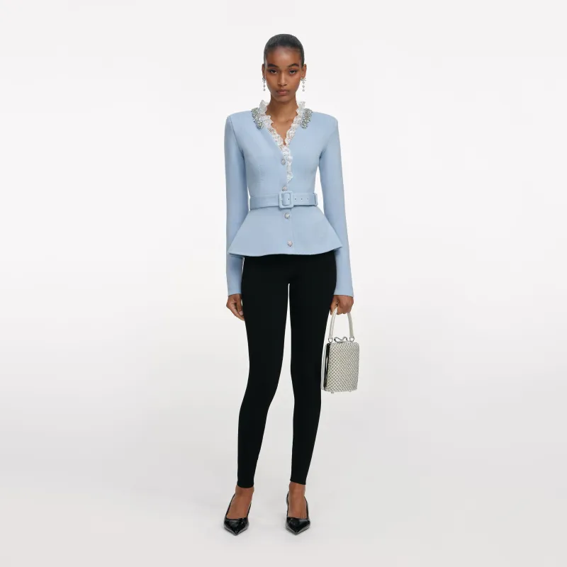 Blue Crystal Trim Cardigan made by Self-Portrait