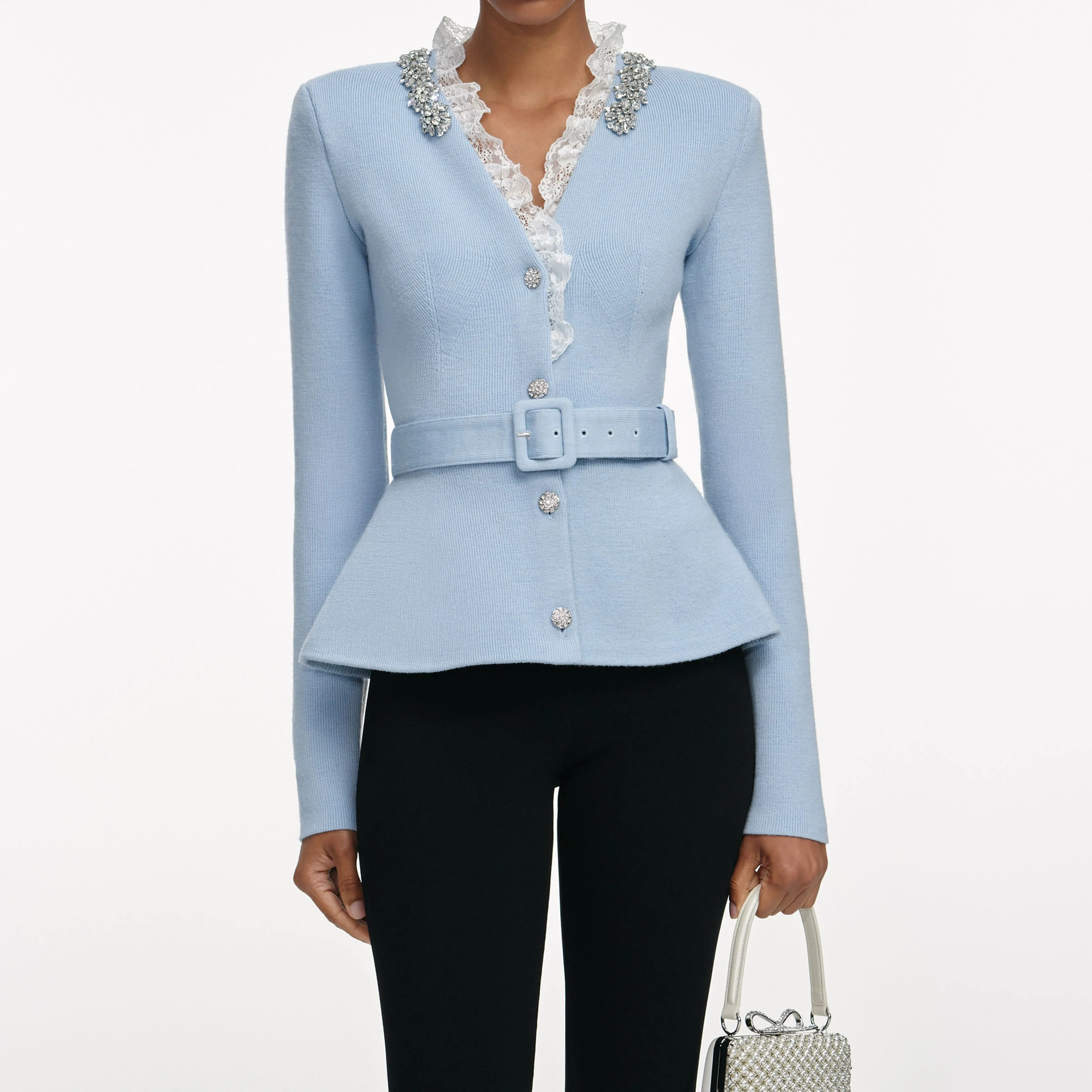 Blue Crystal Trim Cardigan sold by Self-Portrait product image thumbnail 4