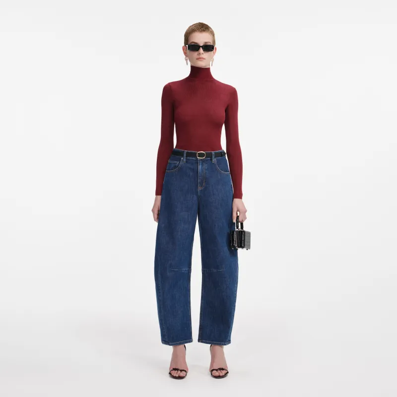 Burgundy Viscose Knit Top made by Self-Portrait