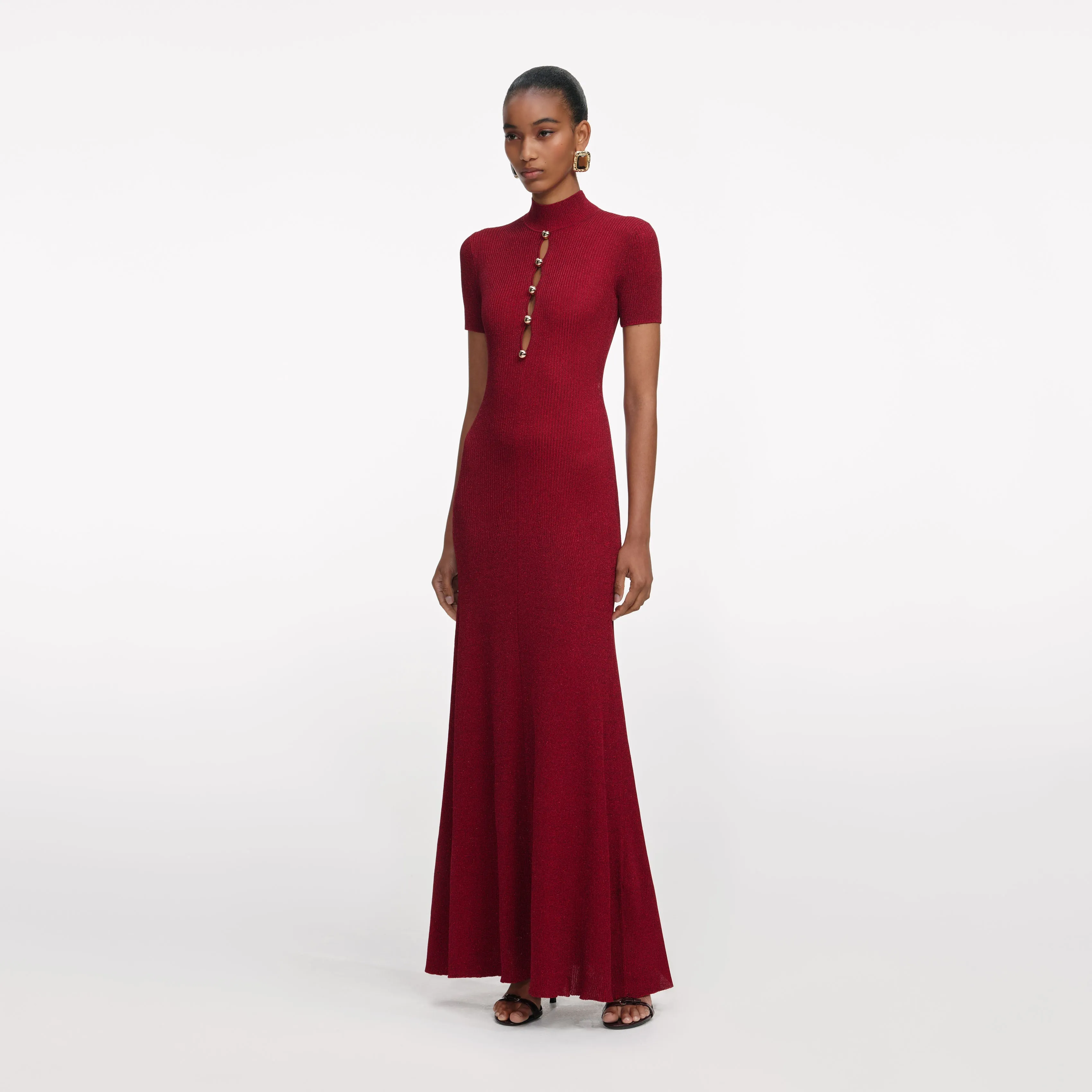 Red Lurex Knit Maxi Dress sold by Self-Portrait product image thumbnail 2