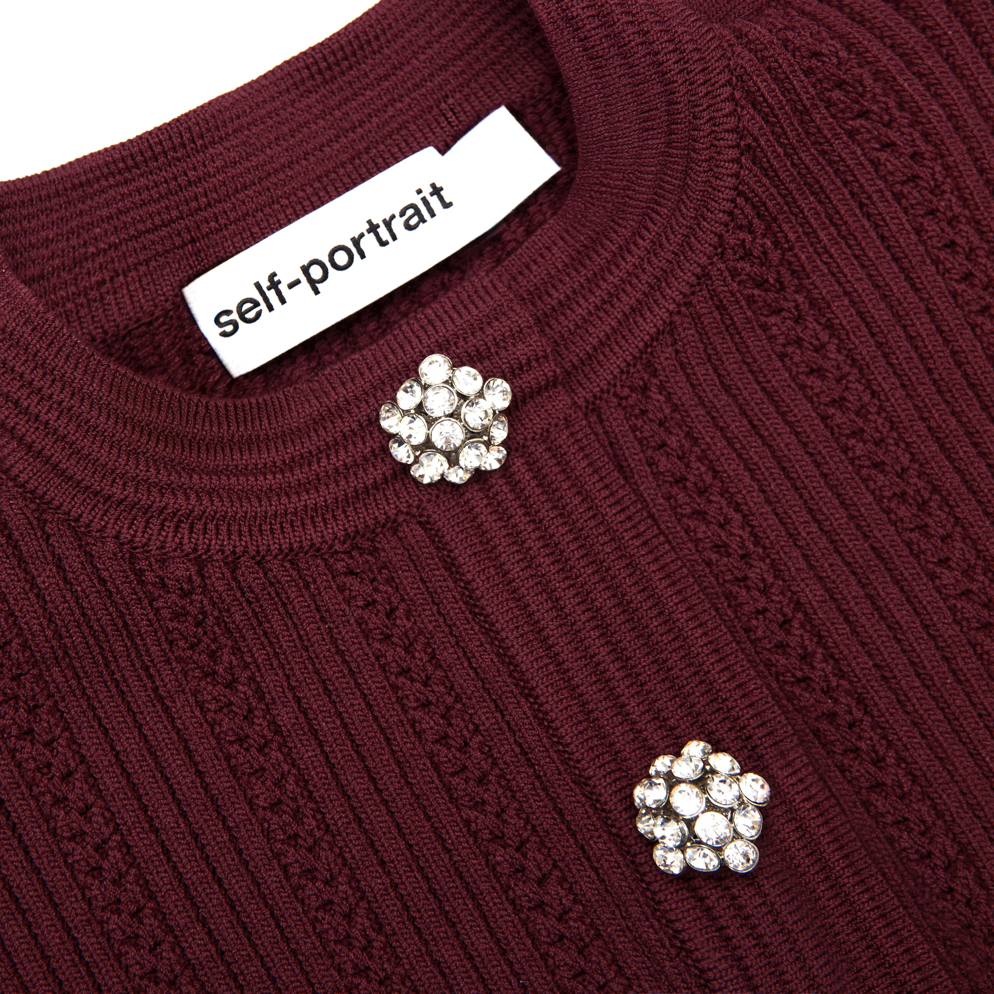 Burgundy Pointelle Knit Midi Dress sold by Self-Portrait product image thumbnail 5