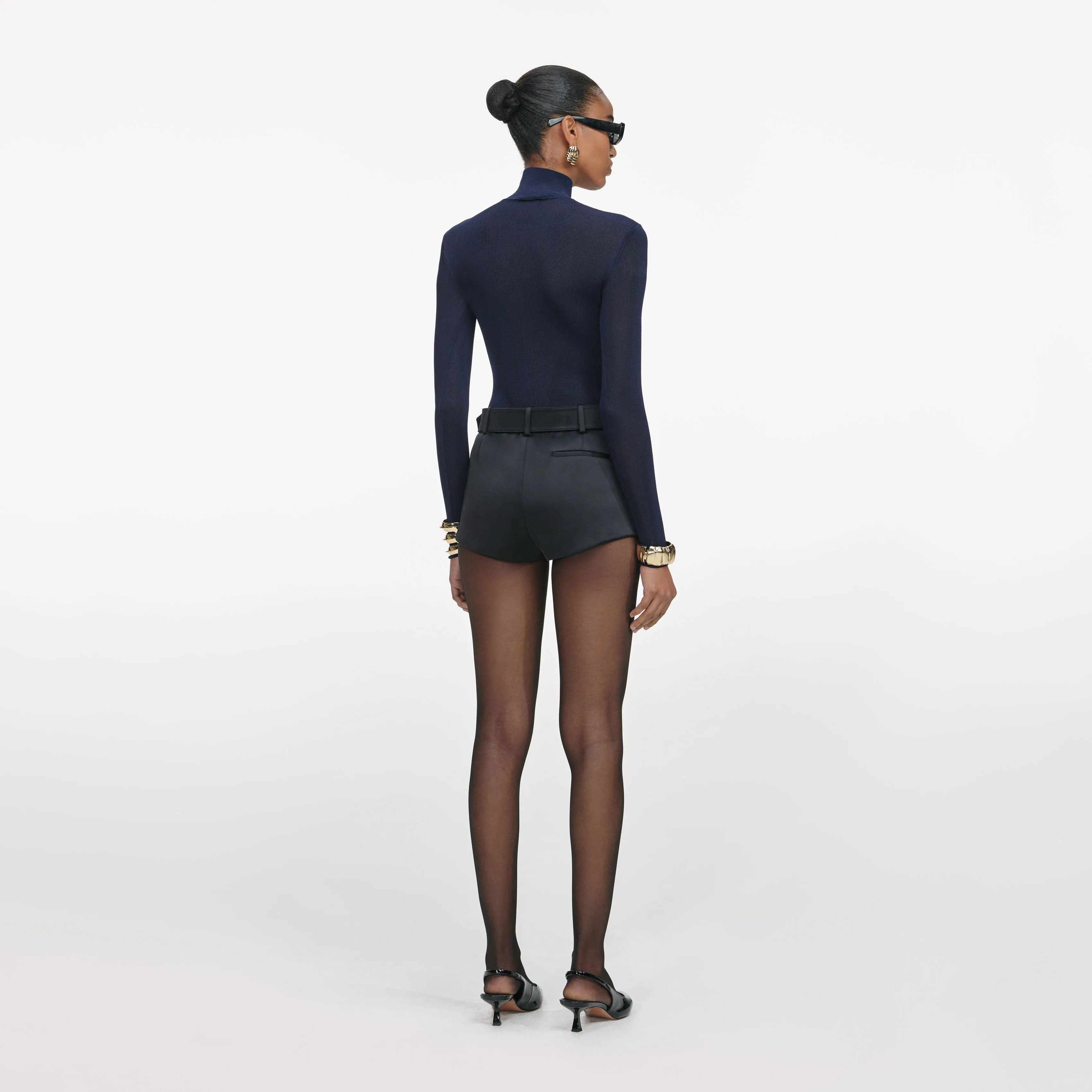 Navy Viscose Knit Top sold by Self-Portrait product image thumbnail 3