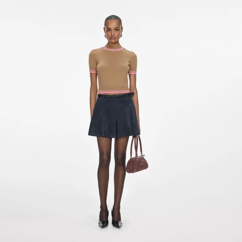 Navy Suede Mini Skirt made by Self-Portrait