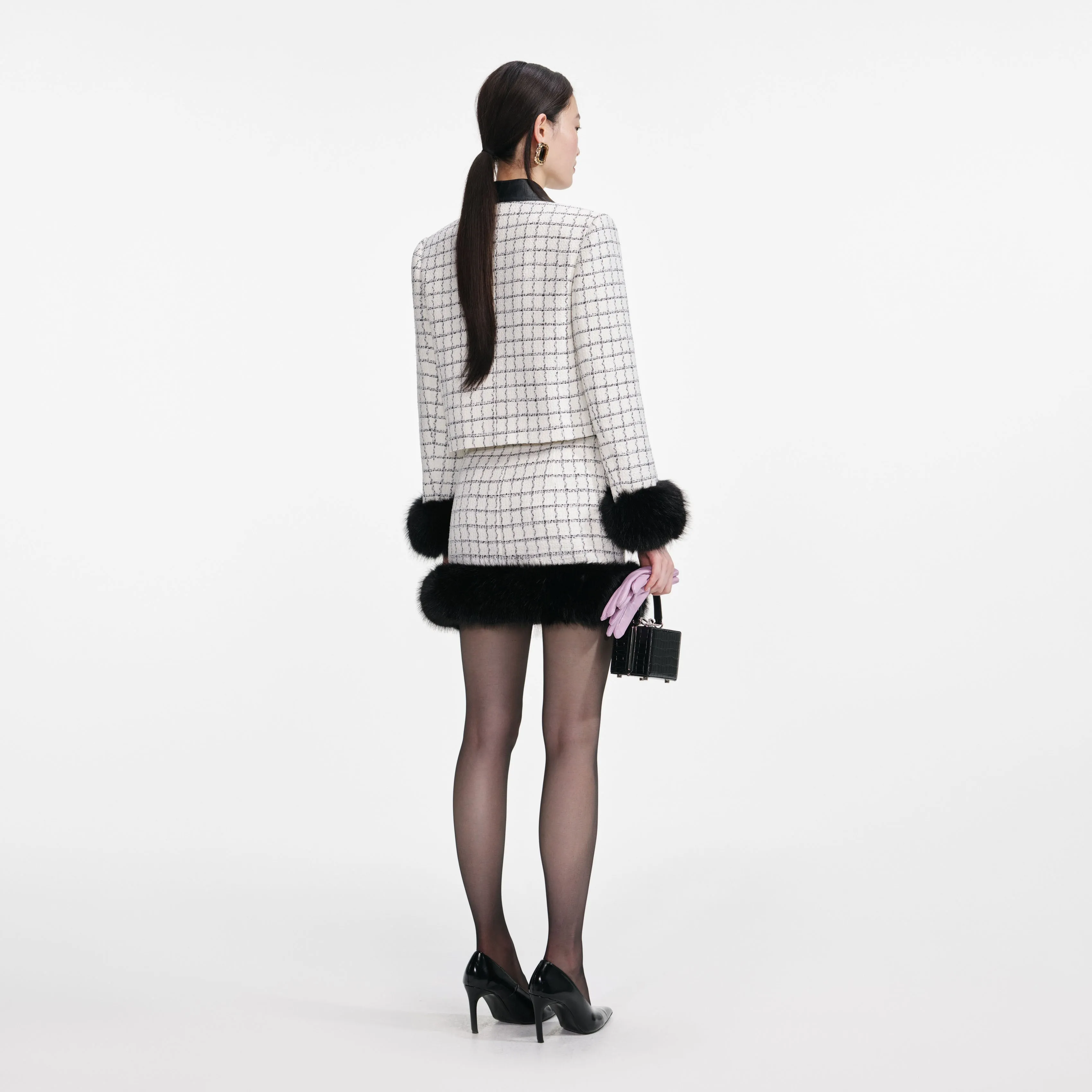 Check Boucle Fur Cuff Jacket sold by Self-Portrait product image thumbnail 3