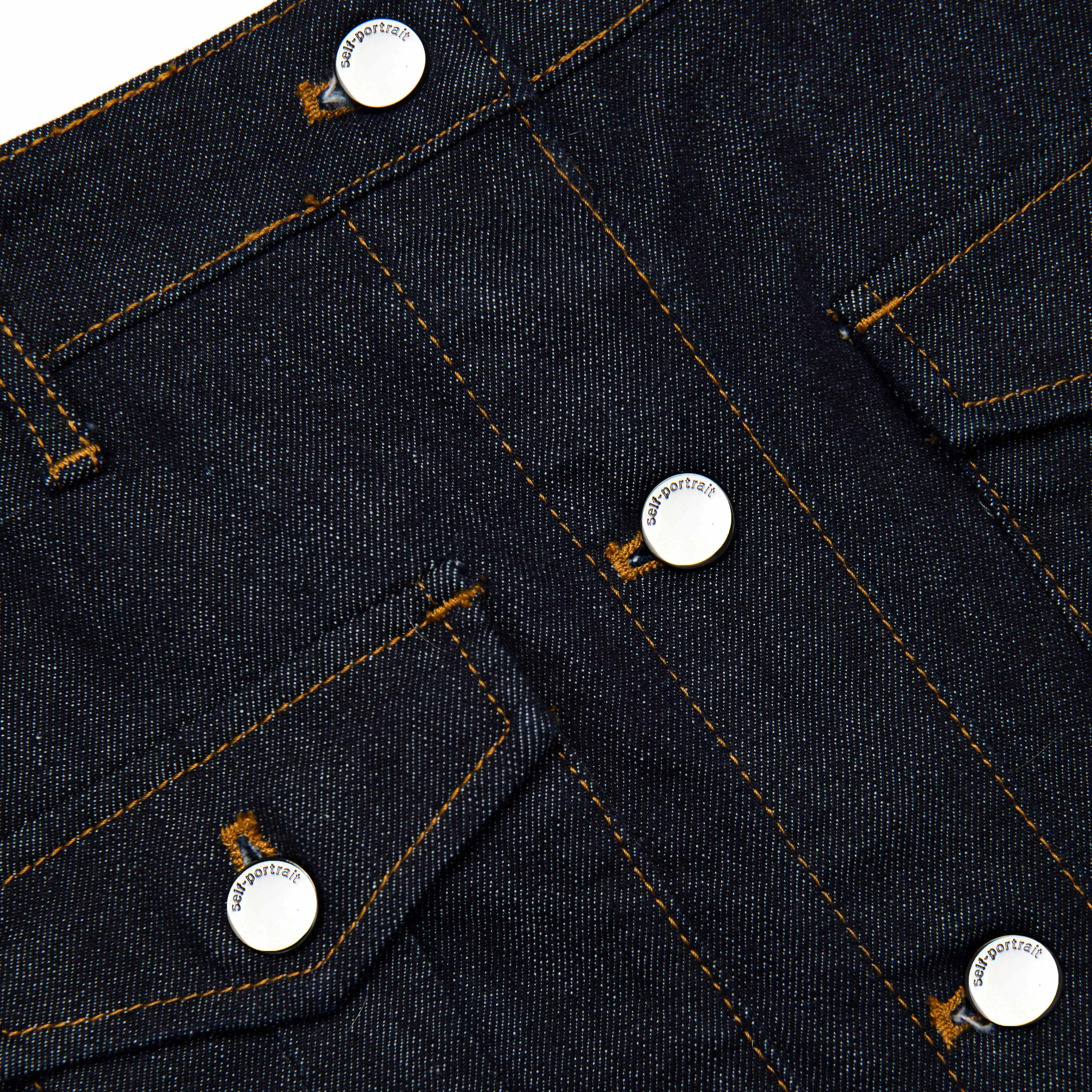 Indigo Denim Belted Midi Skirt sold by Self-Portrait product image thumbnail 5