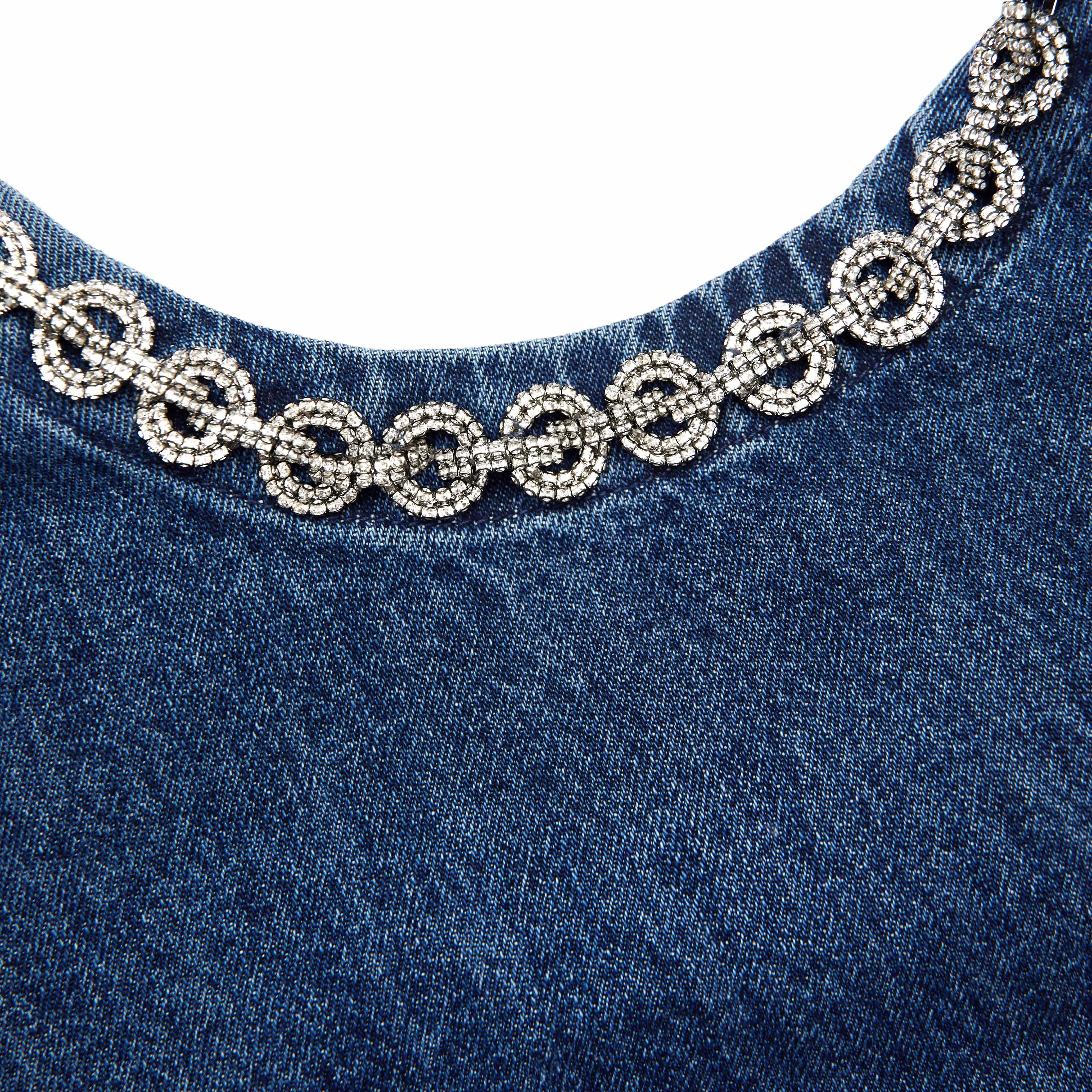 Denim Crystal Trim Mini Dress sold by Self-Portrait product image thumbnail 5