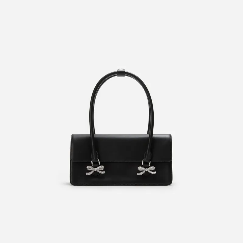 Black Soft Leather Shoulder Bag made by Self-Portrait