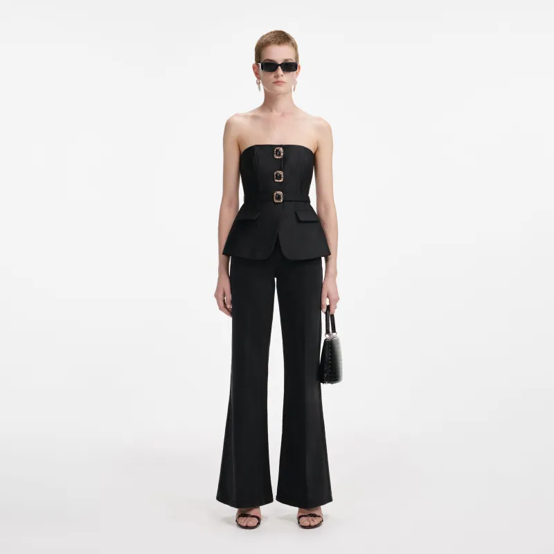 Black Taffeta Bandeau Jumpsuit made by Self-Portrait
