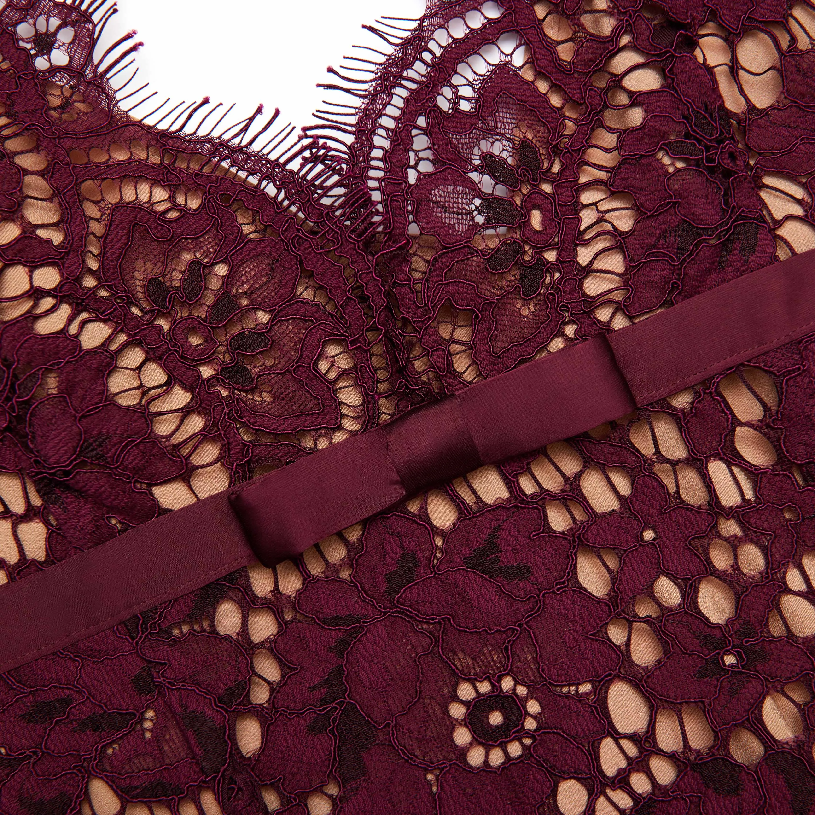 Burgundy Floral Lace Midi Dress sold by Self-Portrait product image thumbnail 5