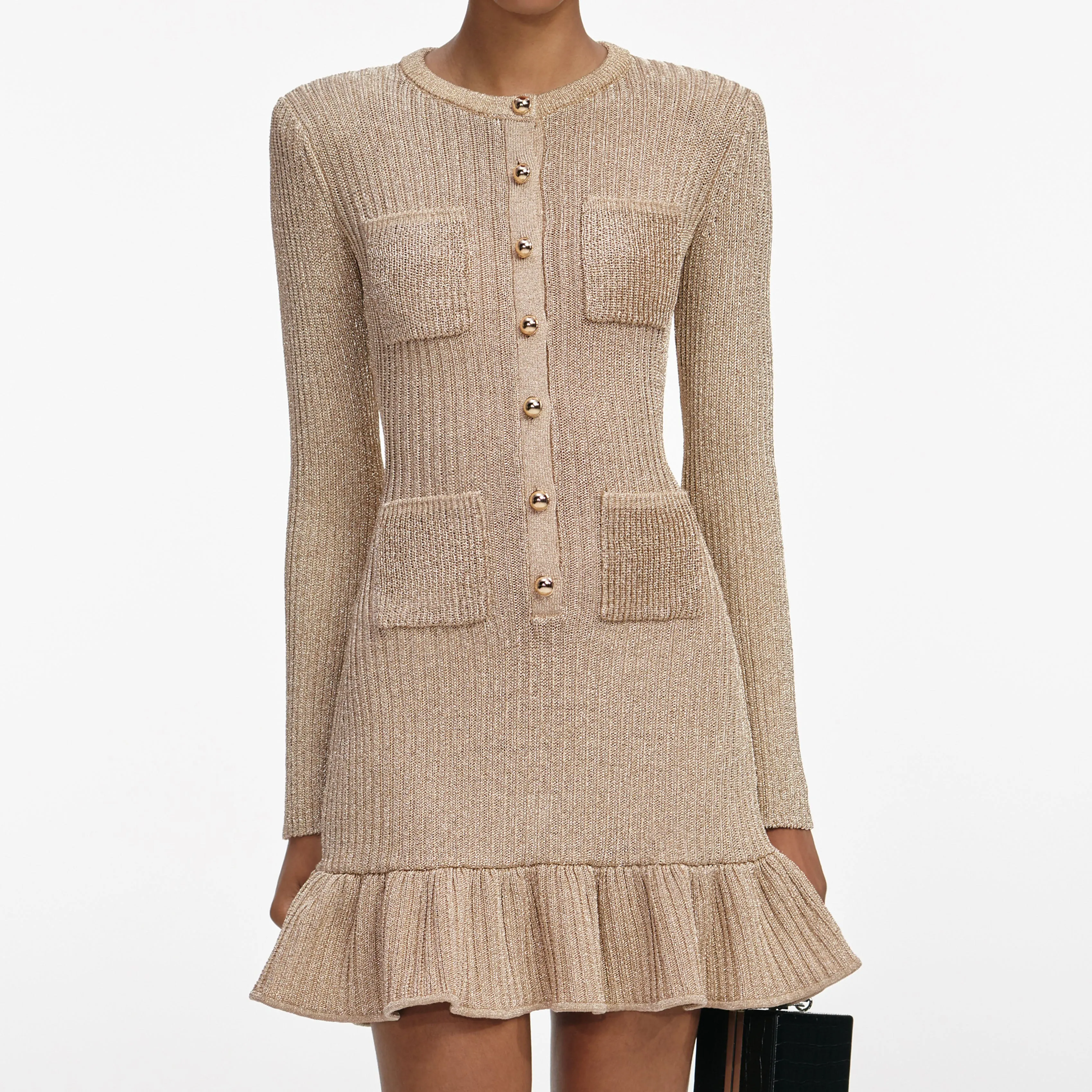 Gold Lurex Knit Mini Dress sold by Self-Portrait product image thumbnail 4