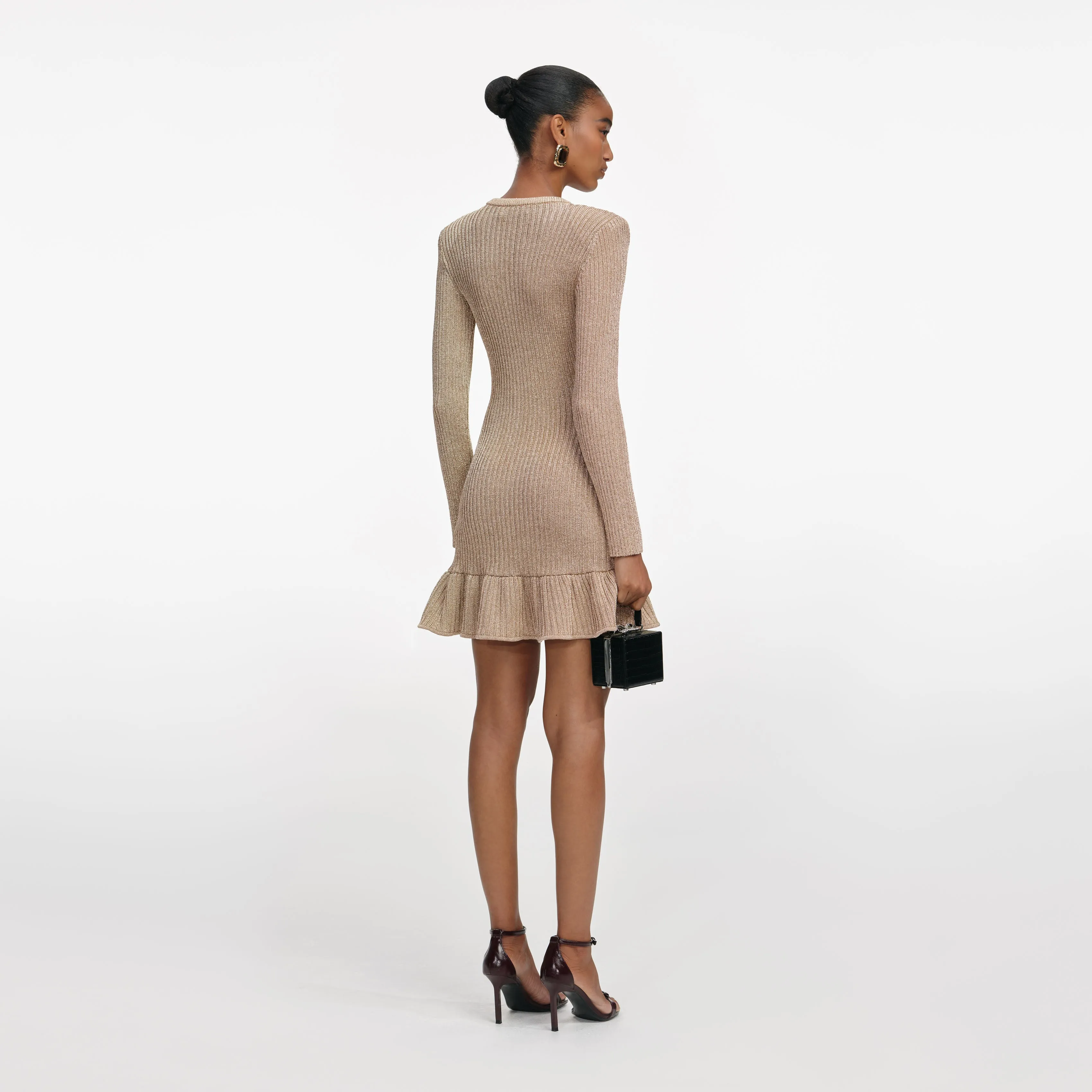 Gold Lurex Knit Mini Dress sold by Self-Portrait product image thumbnail 3