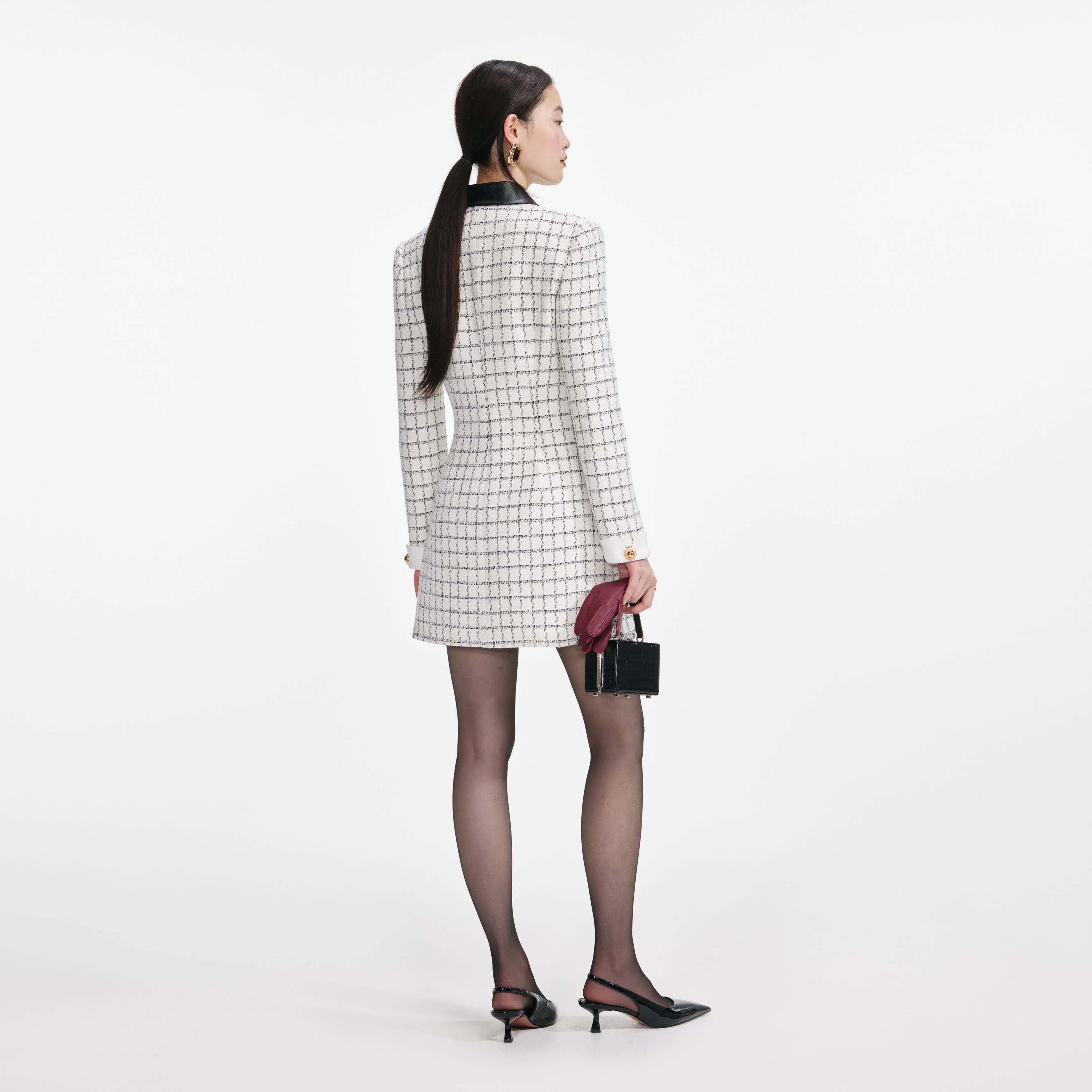 Check Boucle Long Sleeve Mini Dress sold by Self-Portrait product image thumbnail 3