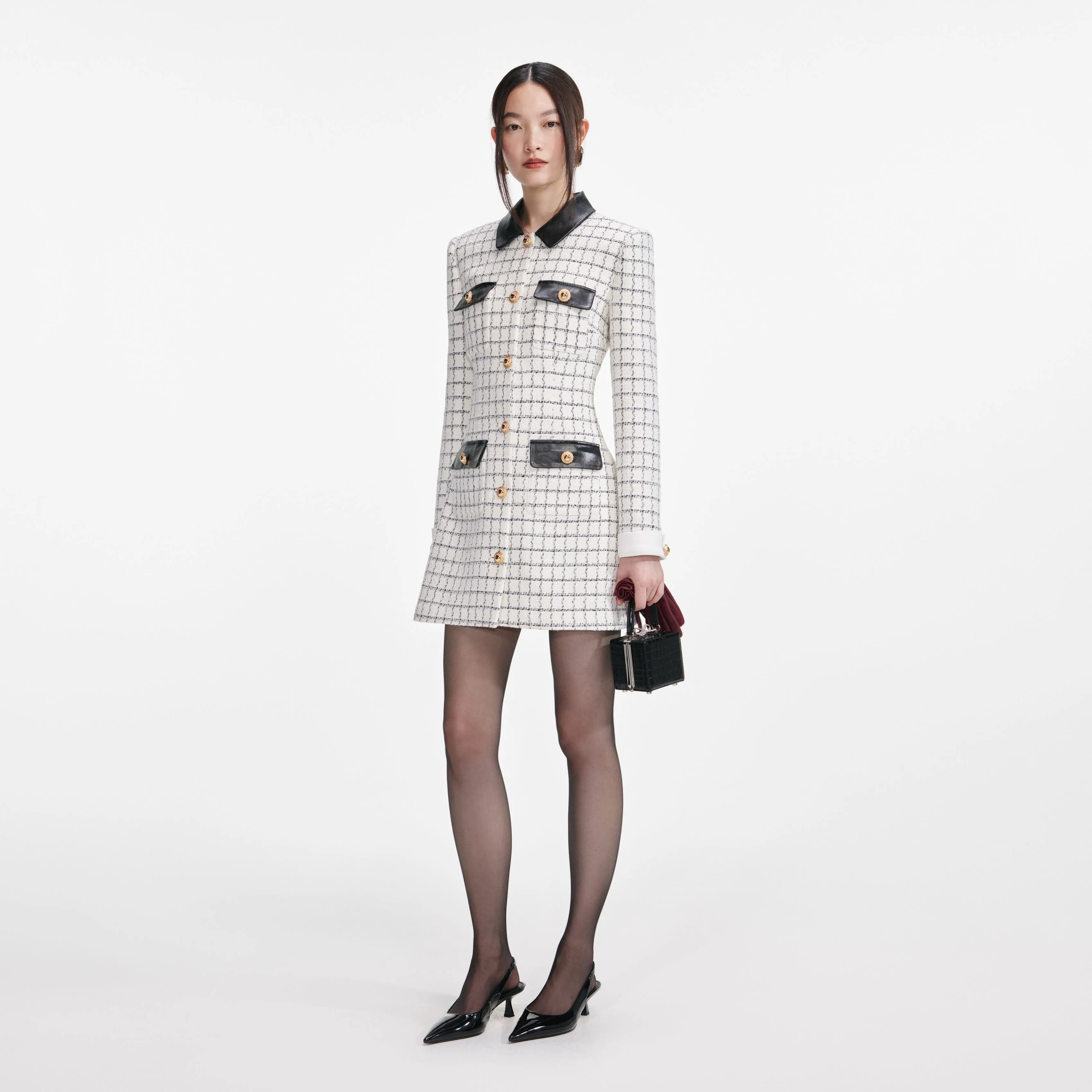 Check Boucle Long Sleeve Mini Dress sold by Self-Portrait product image thumbnail 2