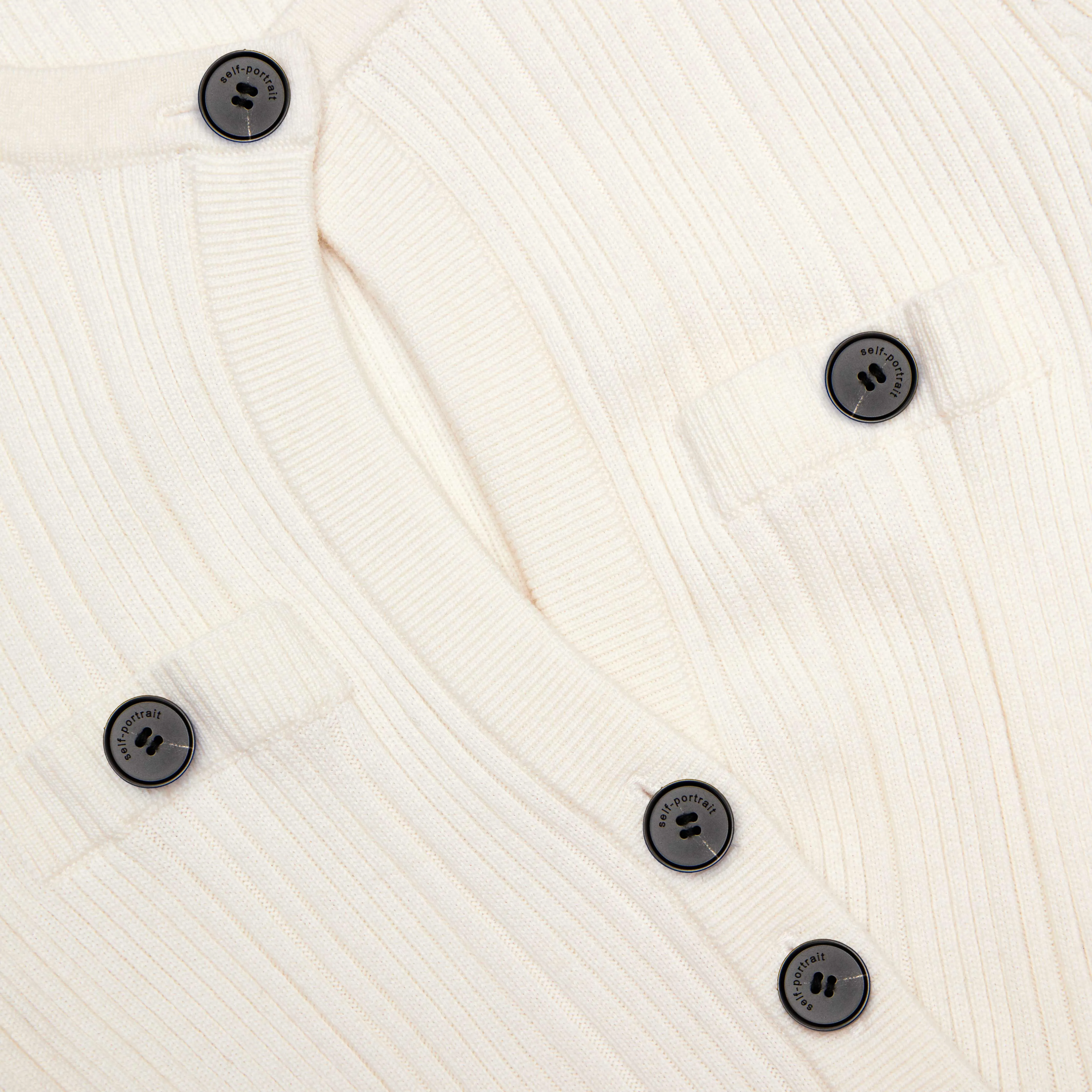 Cream Asymmetric Knit Midi Dress sold by Self-Portrait product image thumbnail 5