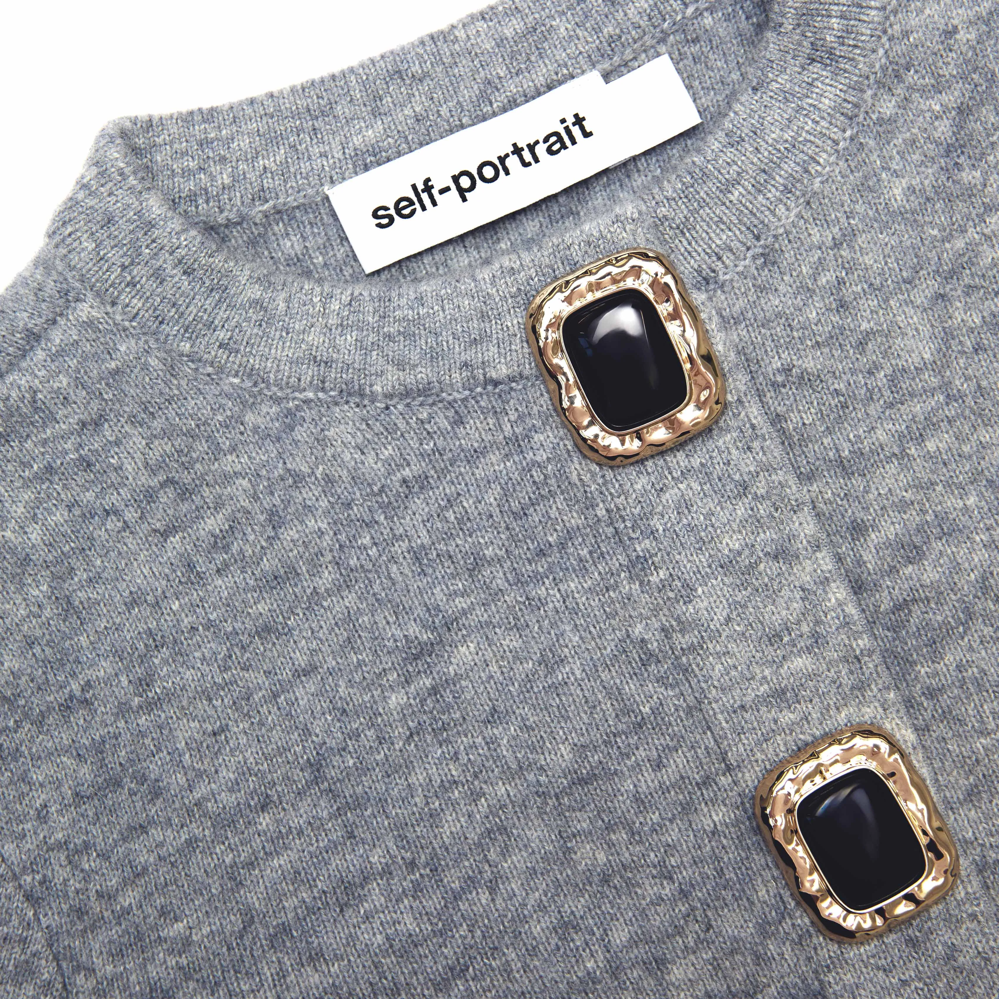 Grey Wool Cardigan sold by Self-Portrait product image thumbnail 5