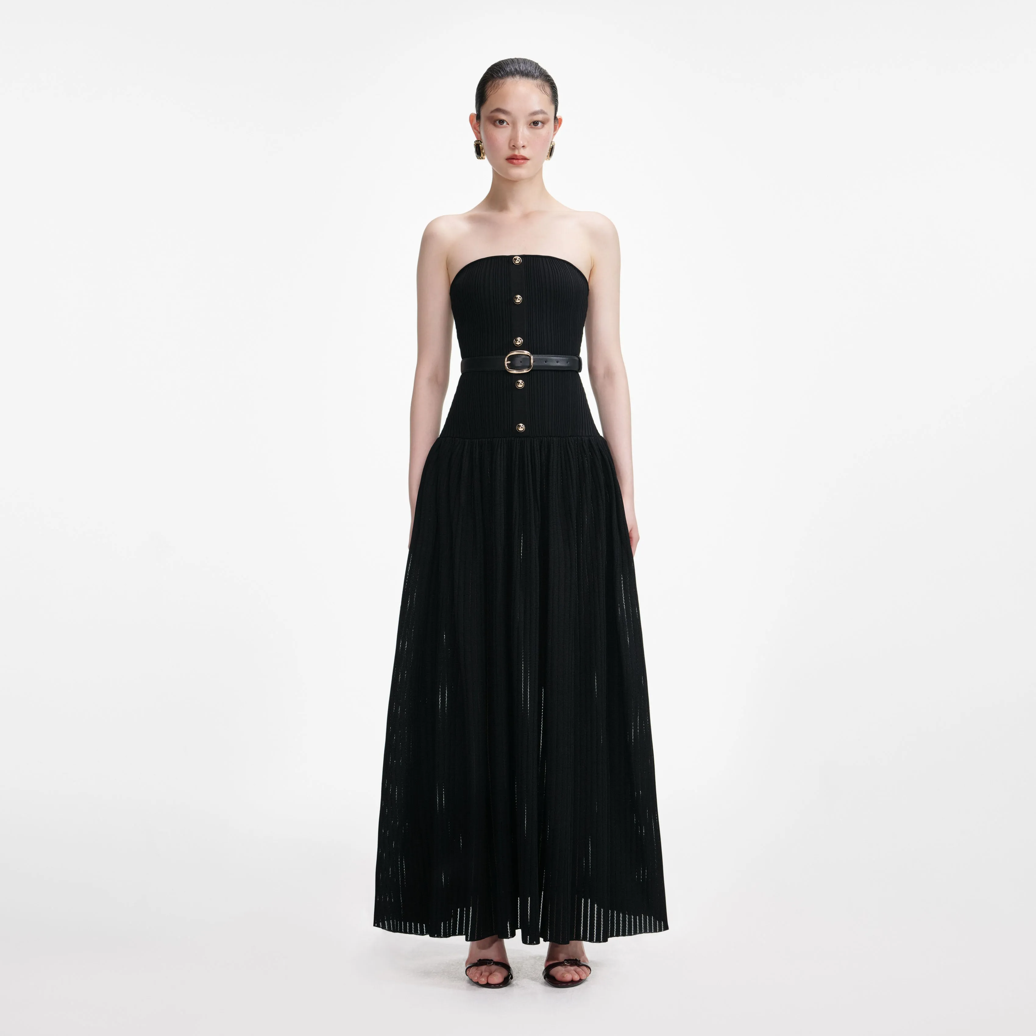 Black Bandeau Knit Maxi Dress sold by Self-Portrait