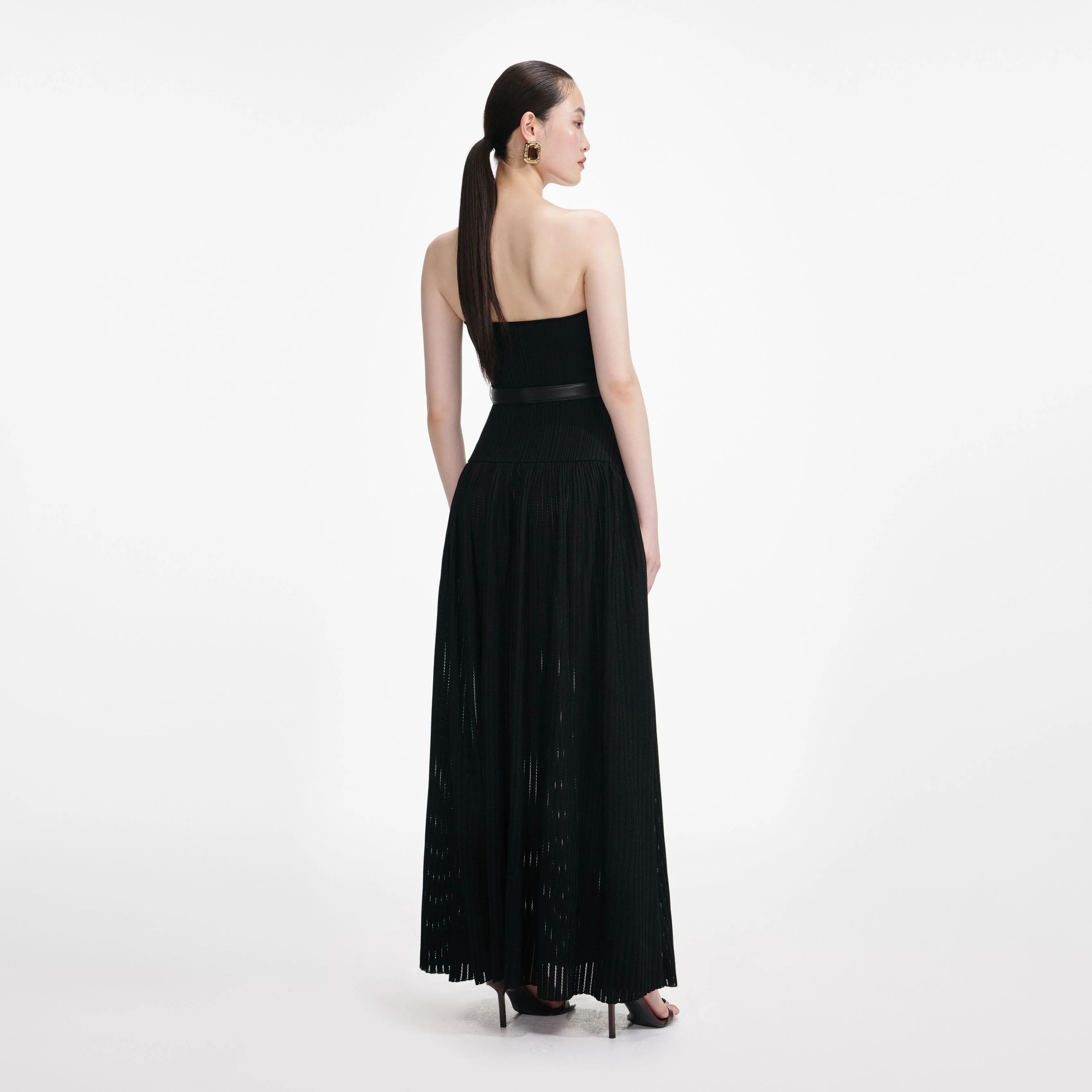 Black Bandeau Knit Maxi Dress sold by Self-Portrait product image thumbnail 3