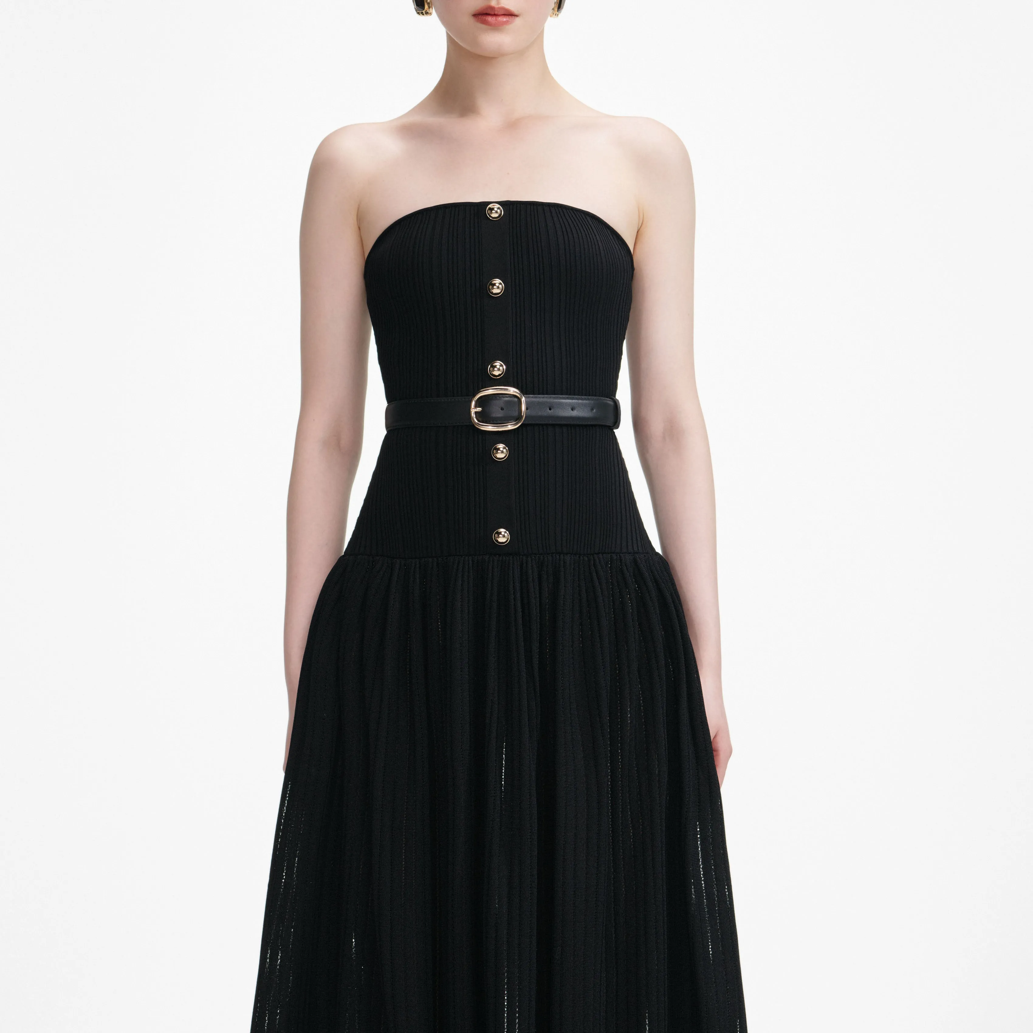 Black Bandeau Knit Maxi Dress sold by Self-Portrait product image thumbnail 4