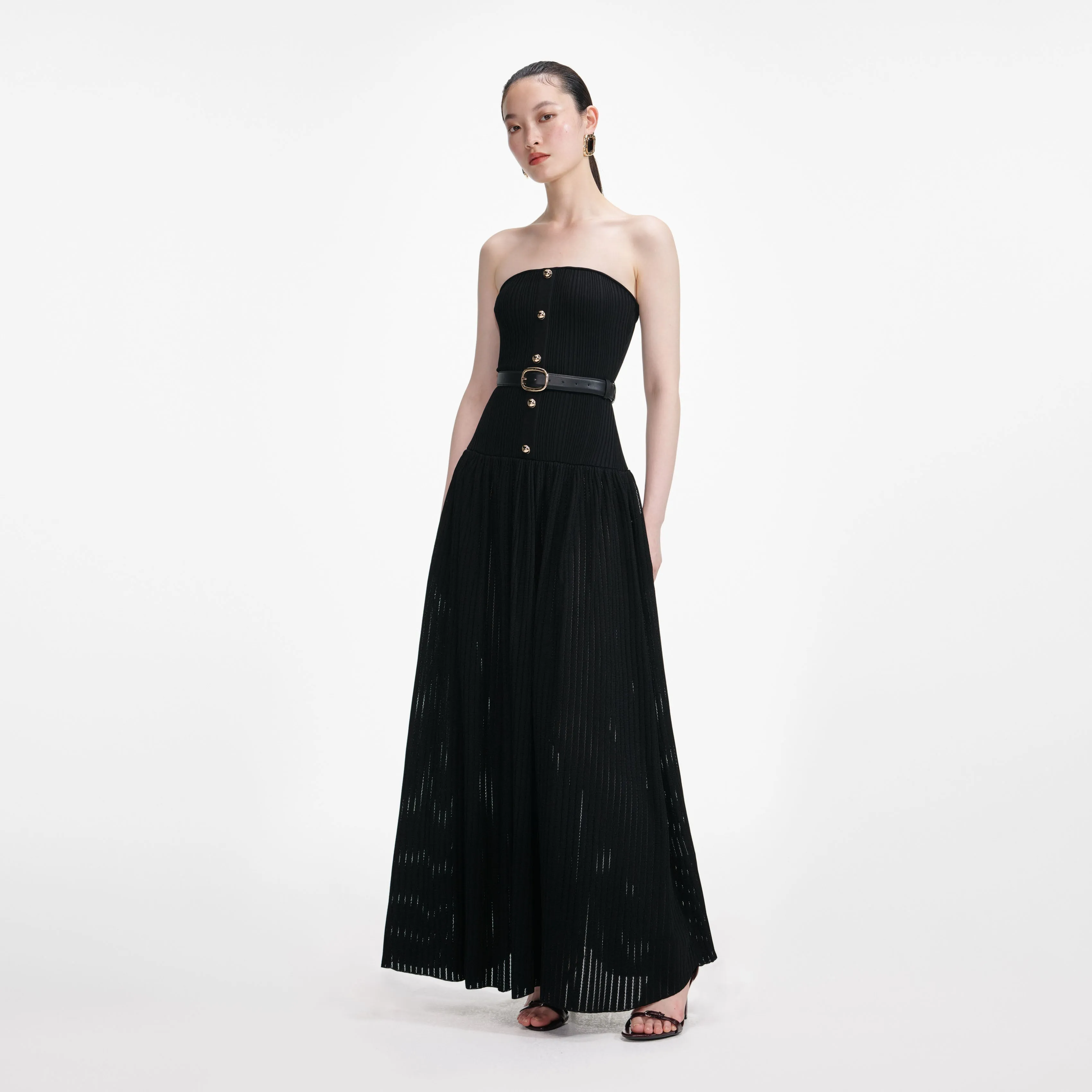 Black Bandeau Knit Maxi Dress sold by Self-Portrait product image thumbnail 2