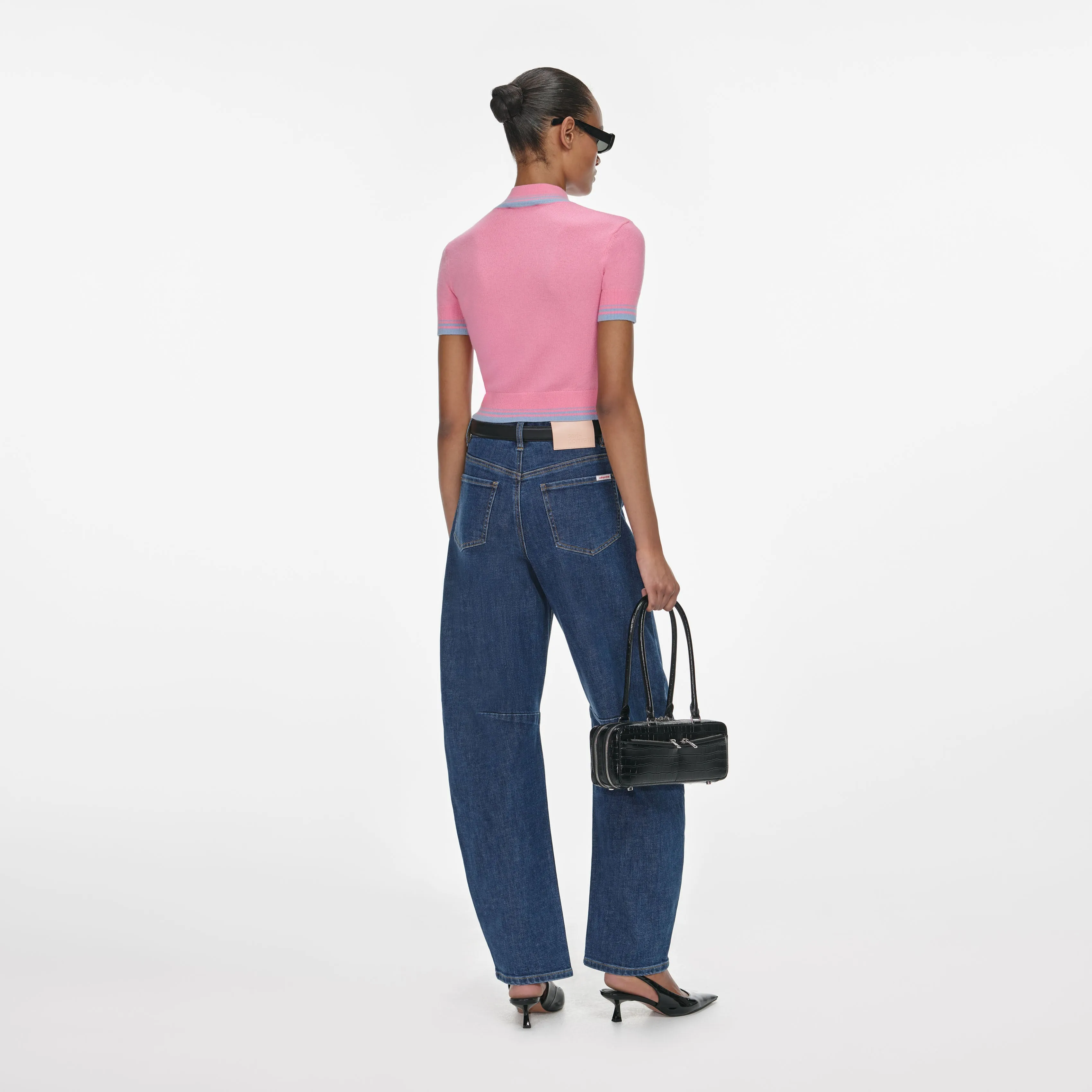 Pink Contrast Stripe Knit Top sold by Self-Portrait product image thumbnail 3