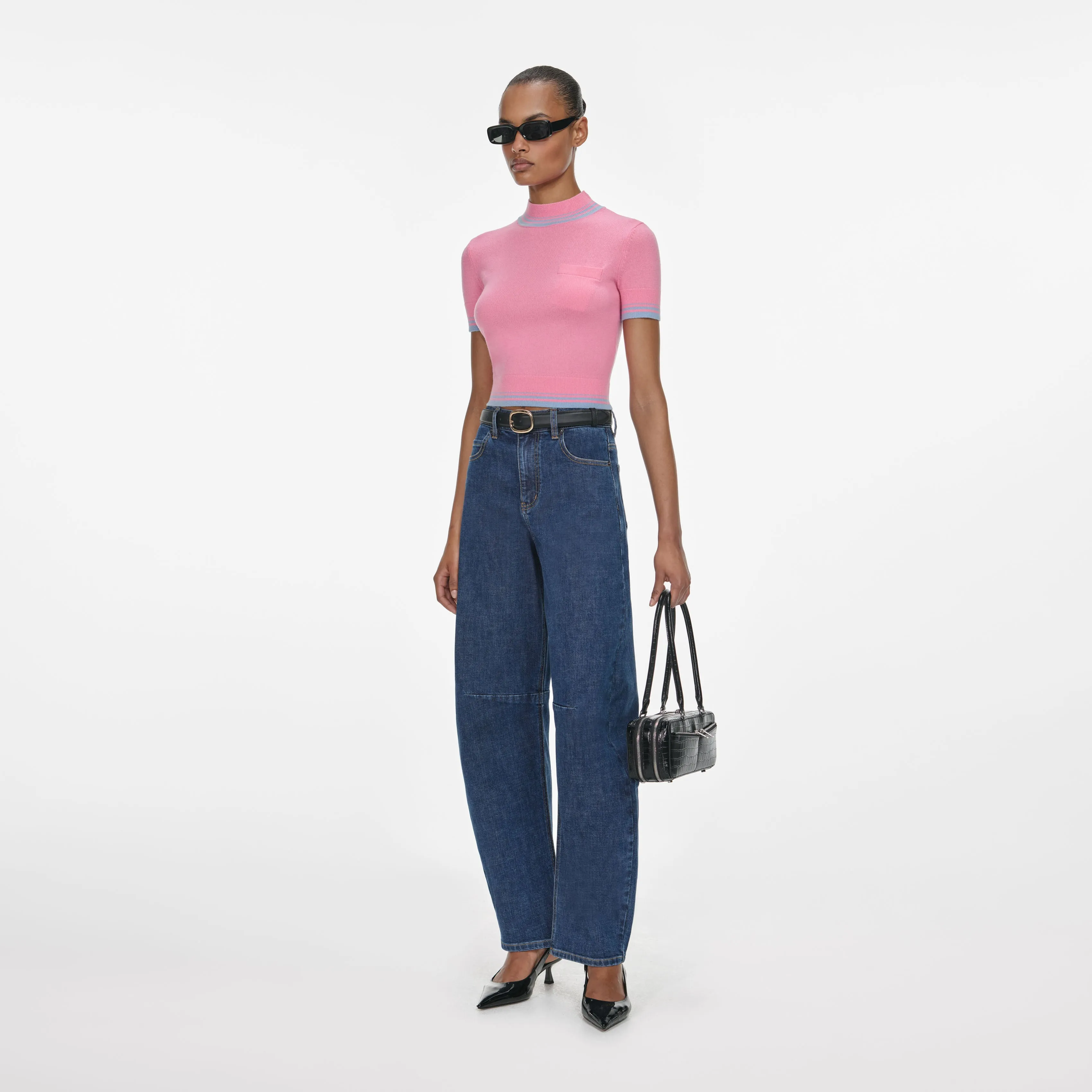 Pink Contrast Stripe Knit Top sold by Self-Portrait product image thumbnail 2