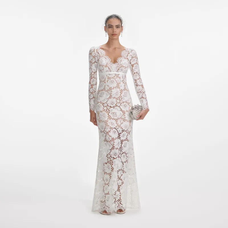 White Floral Lace Maxi Dress made by Self-Portrait