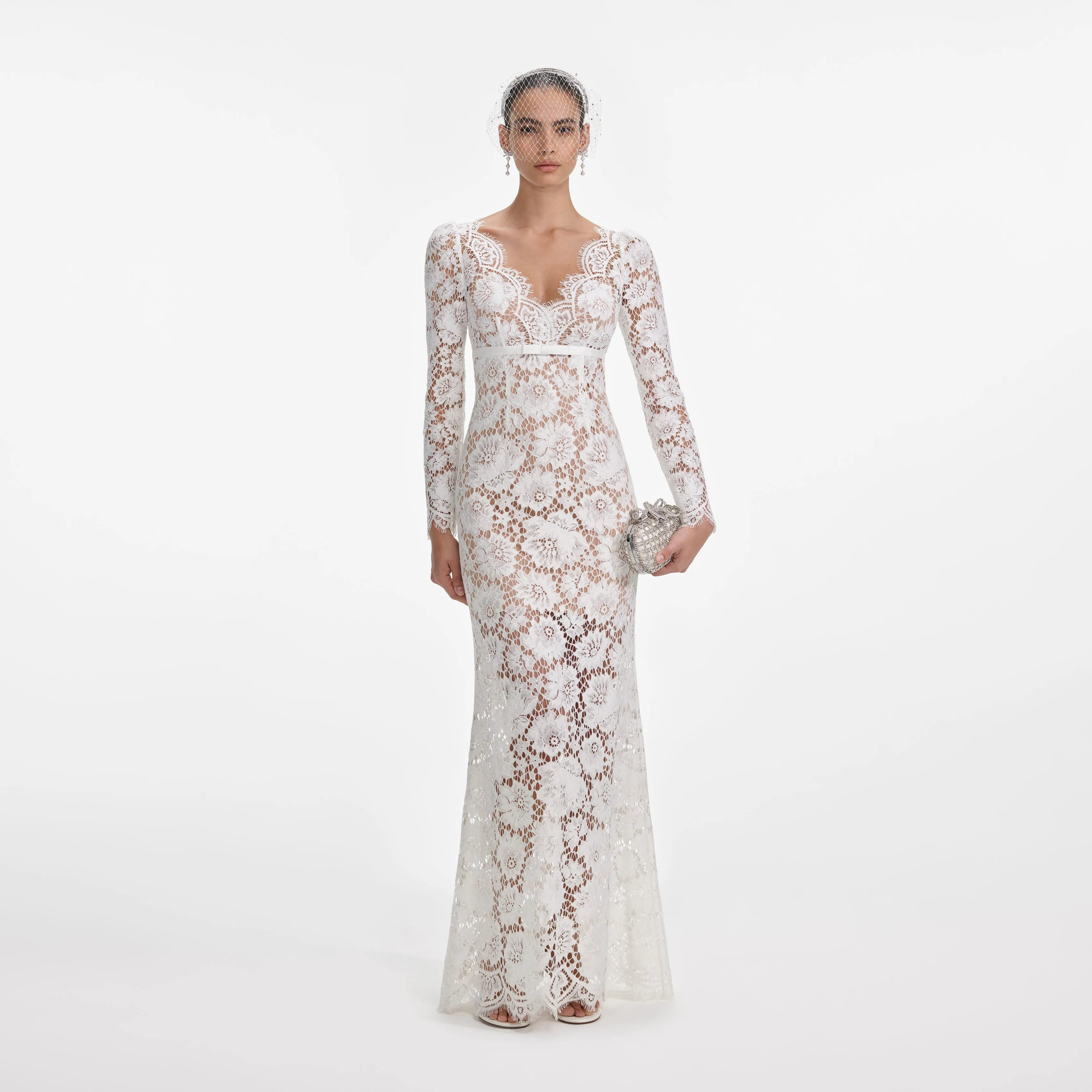 White Floral Lace Maxi Dress sold by Self-Portrait