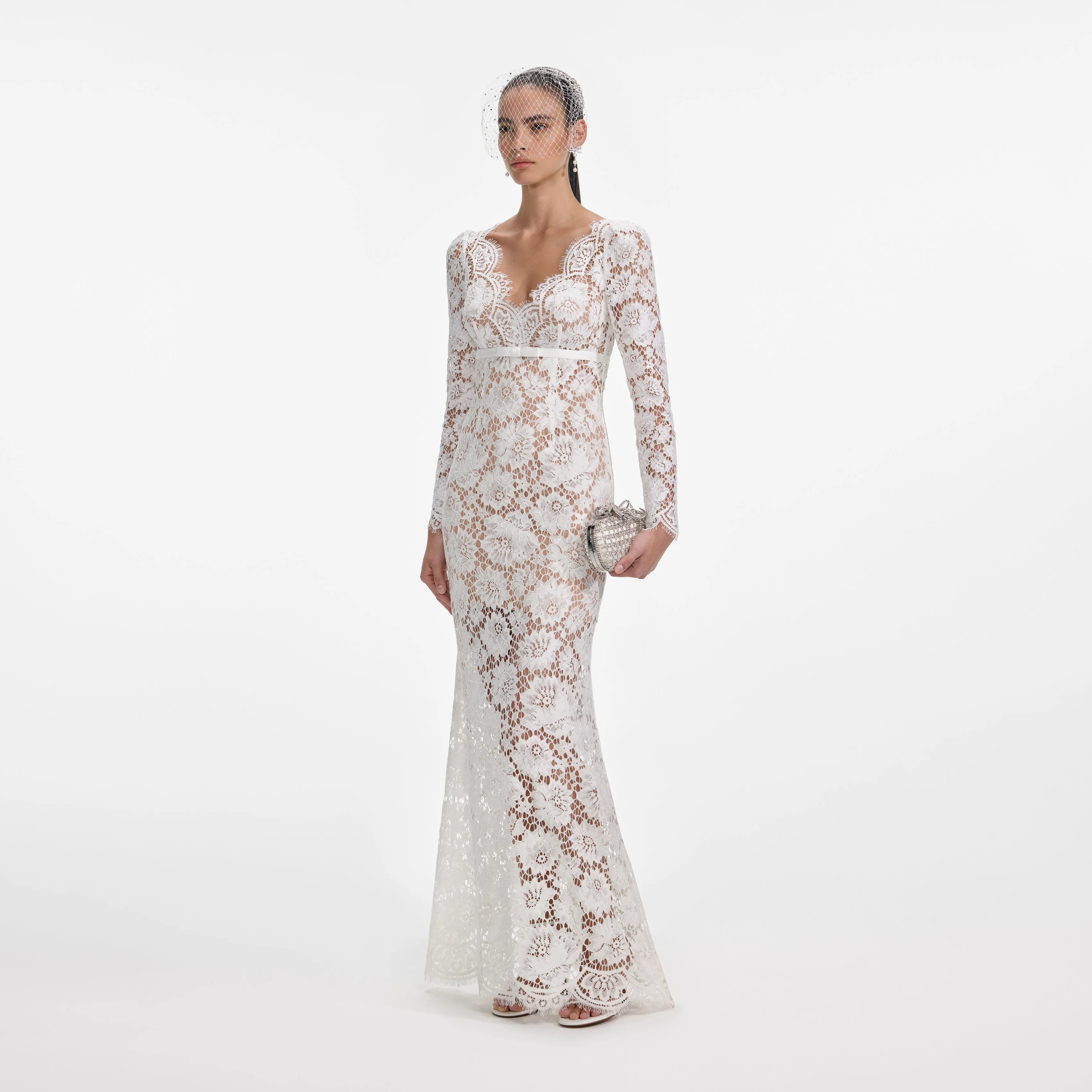 White Floral Lace Maxi Dress sold by Self-Portrait product image thumbnail 2