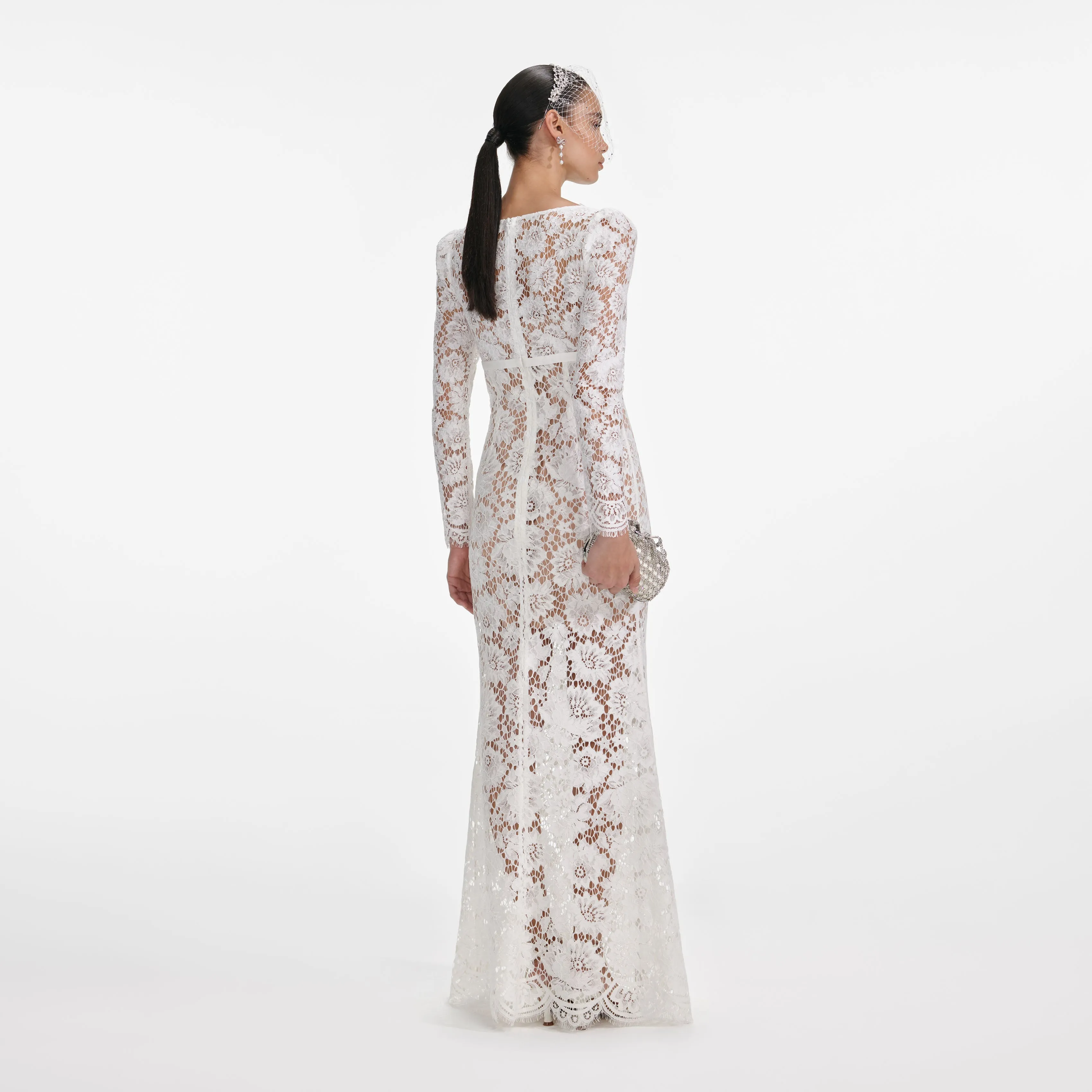 White Floral Lace Maxi Dress sold by Self-Portrait product image thumbnail 3