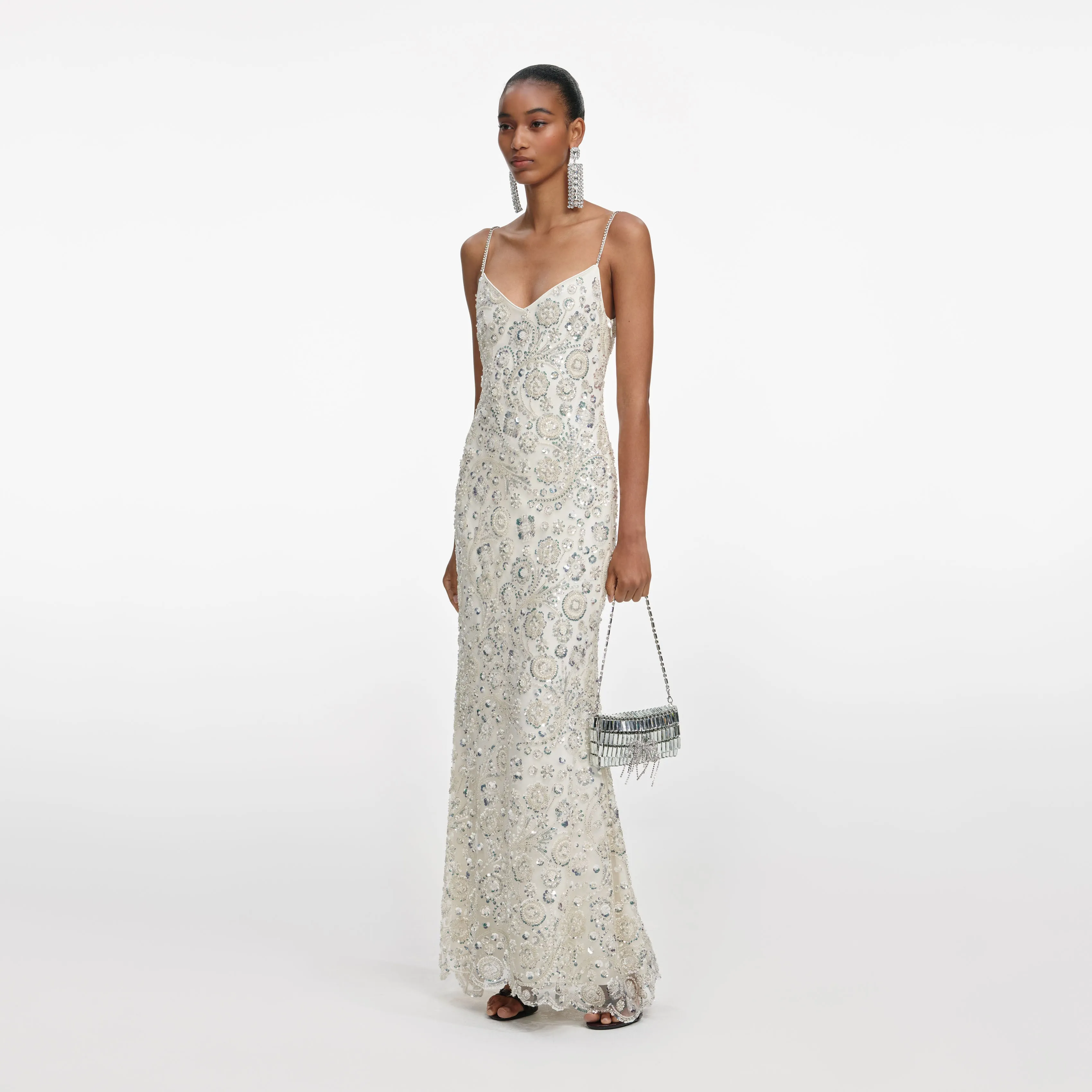 Cream Floral Sequin Maxi Dress sold by Self-Portrait product image thumbnail 2