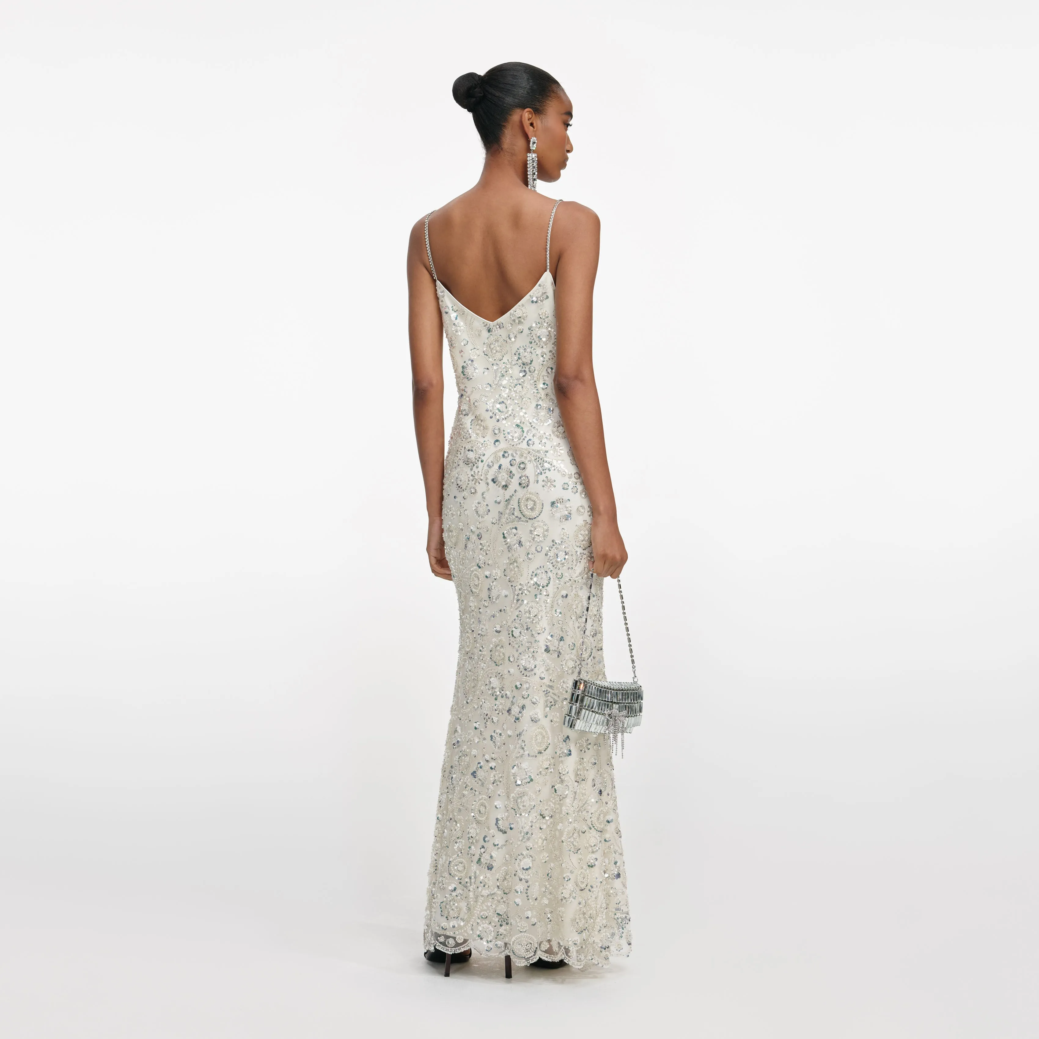 Cream Floral Sequin Maxi Dress sold by Self-Portrait product image thumbnail 3
