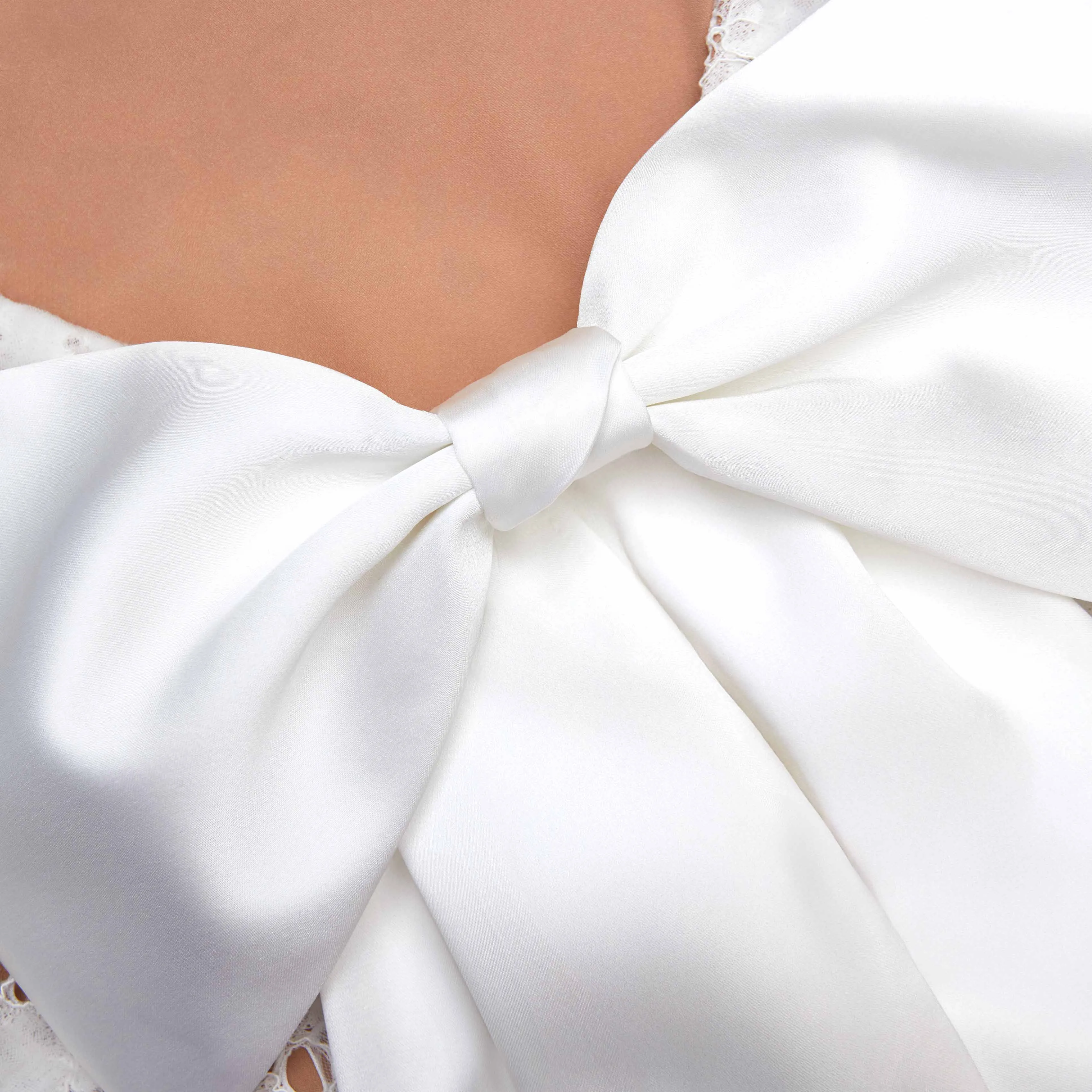White Lace Satin Bow Mini Dress sold by Self-Portrait product image thumbnail 5